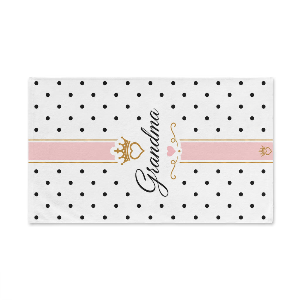 Grandma Polka Dot Hand Towel – Pink Ribbon & Gold Crown Gift
