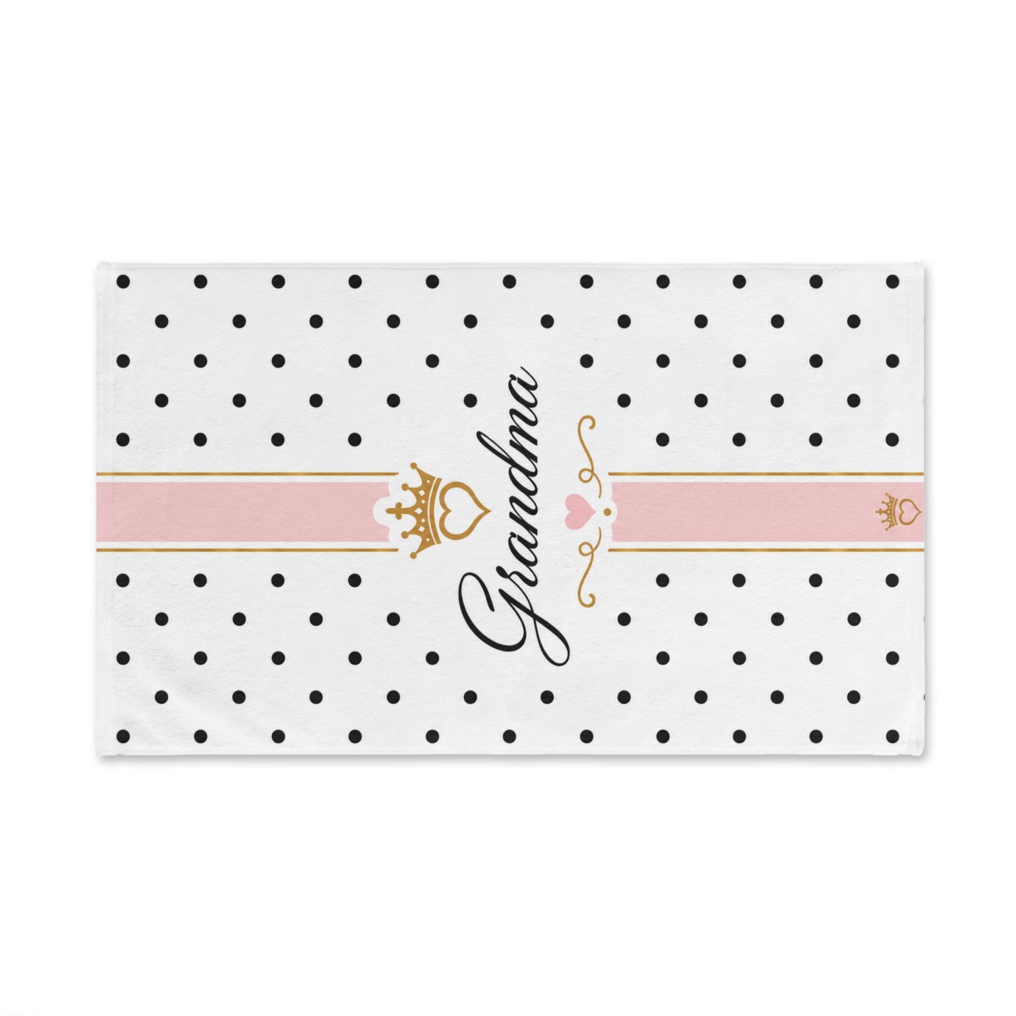 Grandma Polka Dot Hand Towel – Pink Ribbon & Gold Crown Gift