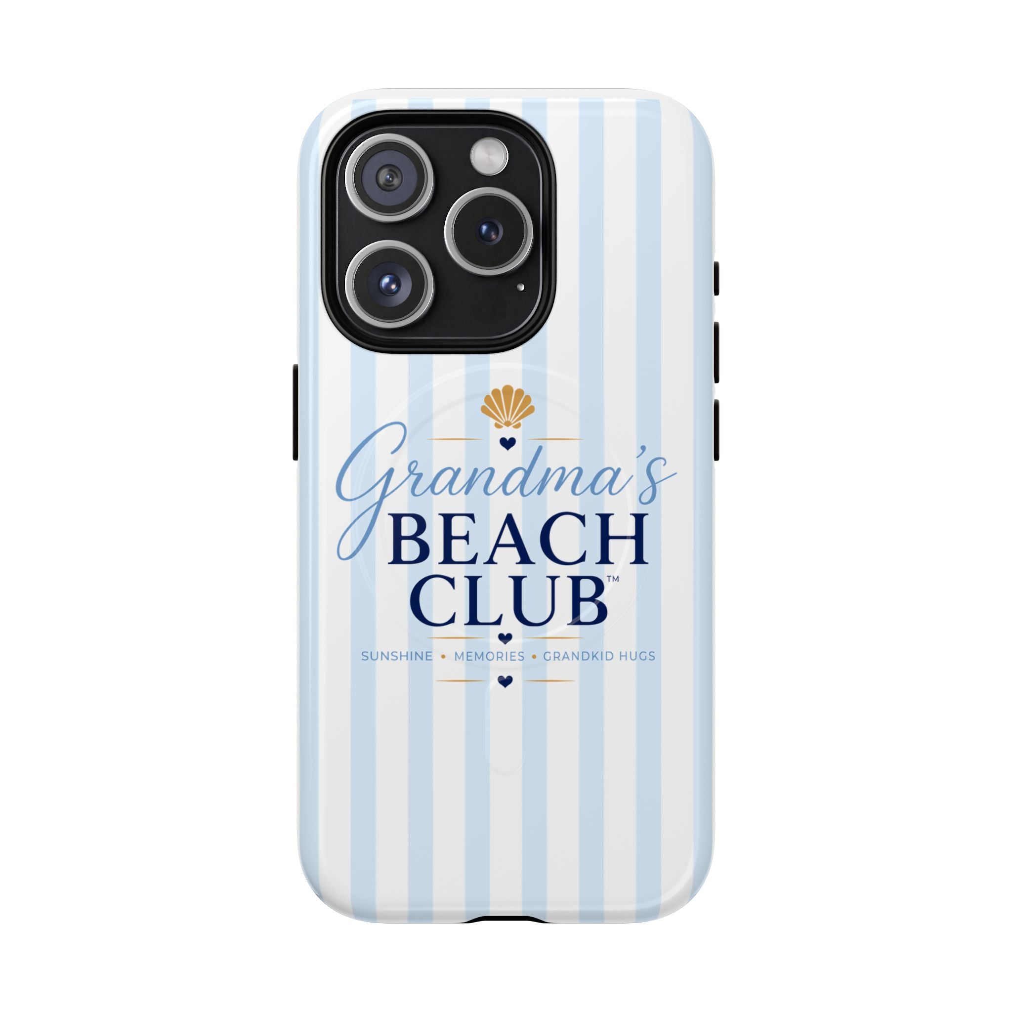 Grandma's Beach Club Tough Magnetic Phone Case — Coastal Striped Protective Cover
