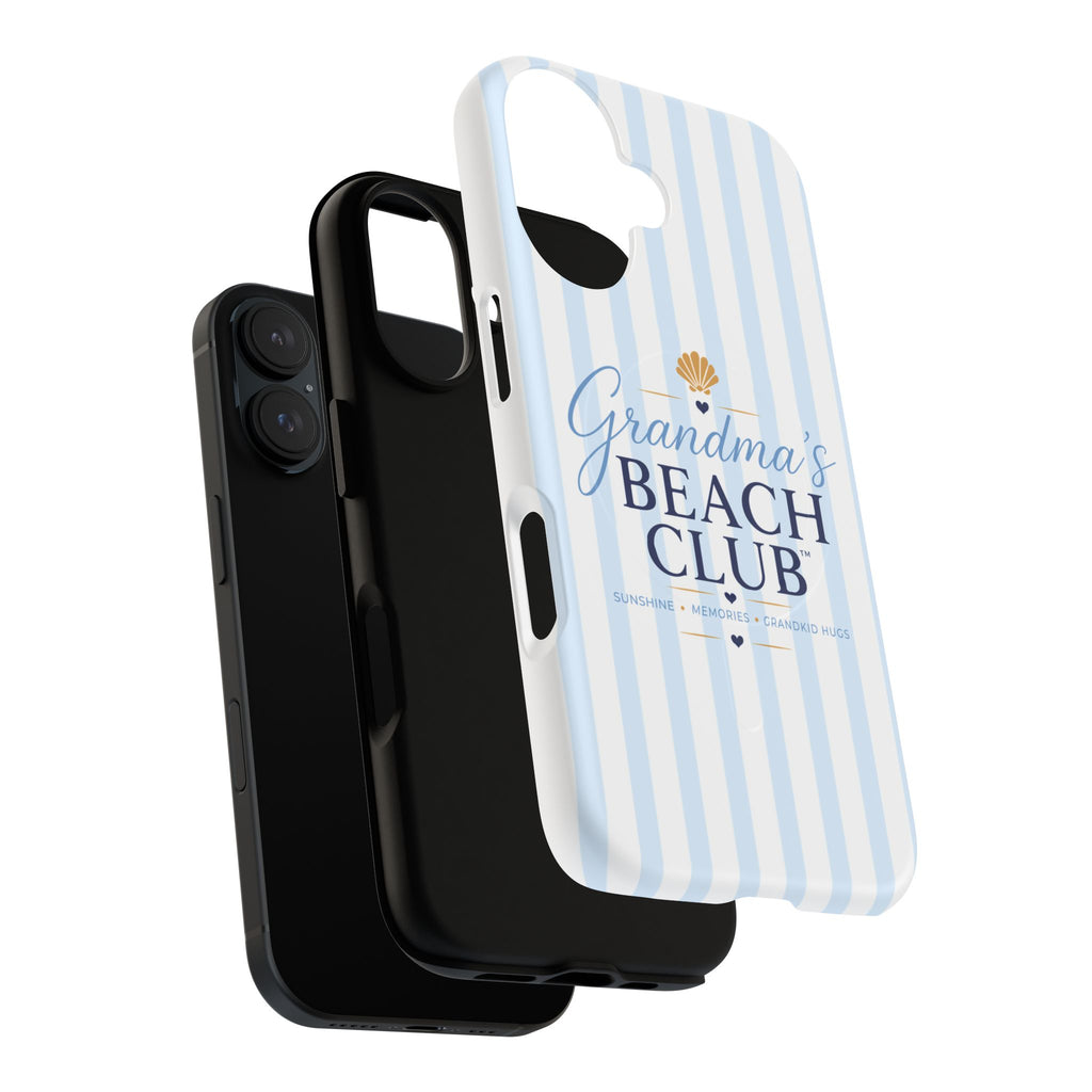 Grandma's Beach Club Tough Magnetic Phone Case — Coastal Striped Protective Cover
