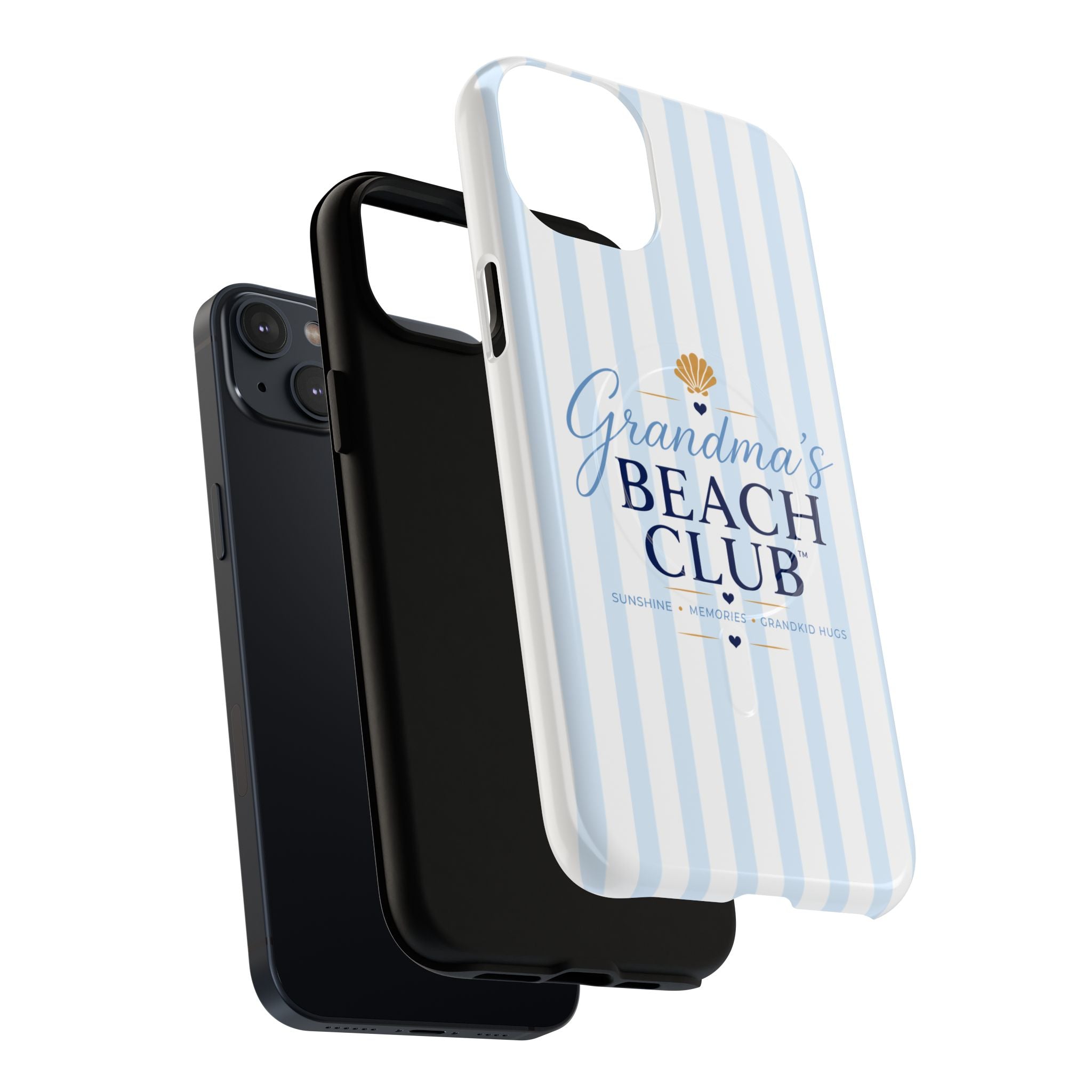 Grandma's Beach Club Tough Magnetic Phone Case — Coastal Striped Protective Cover