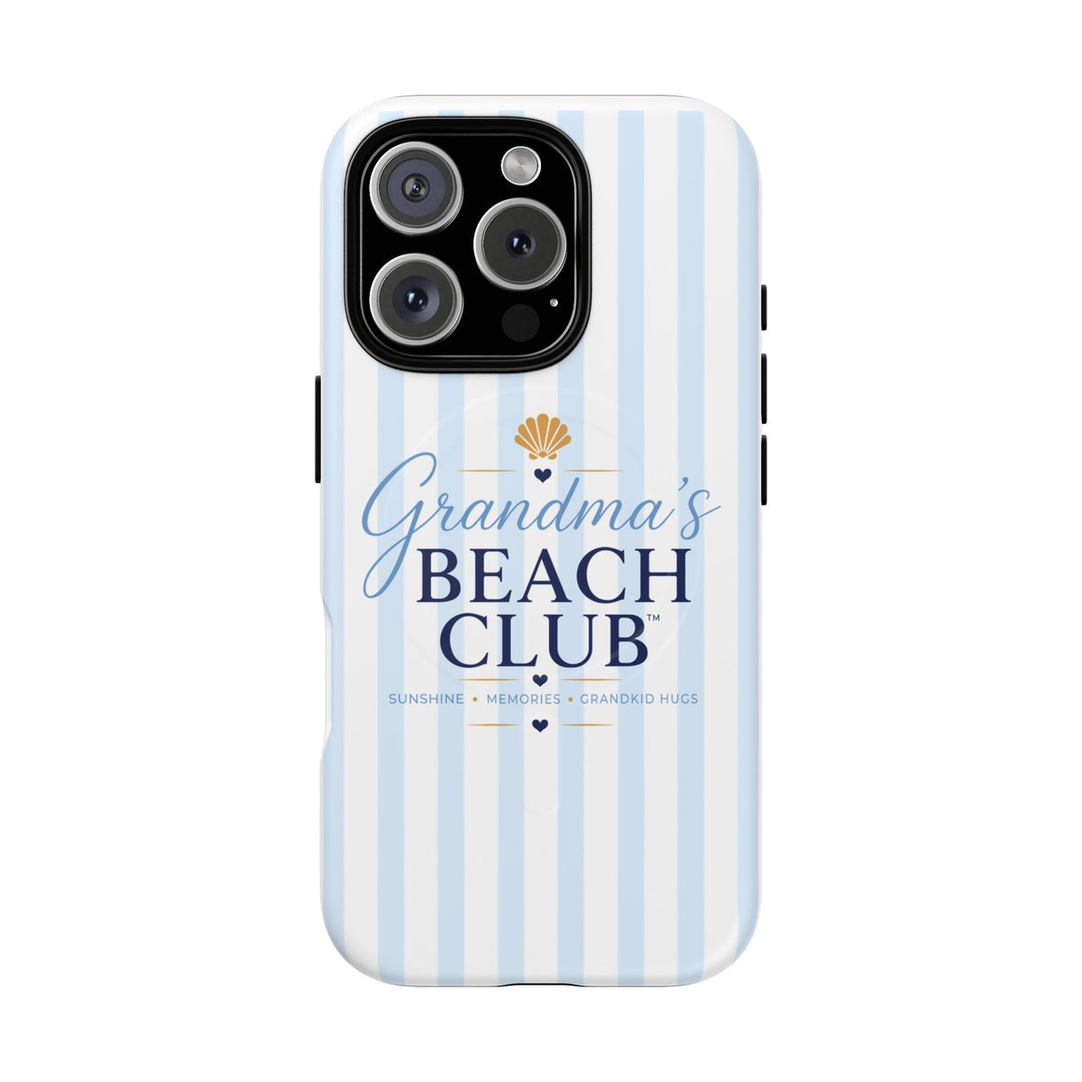 Grandma's Beach Club Tough Magnetic Phone Case — Coastal Striped Protective Cover