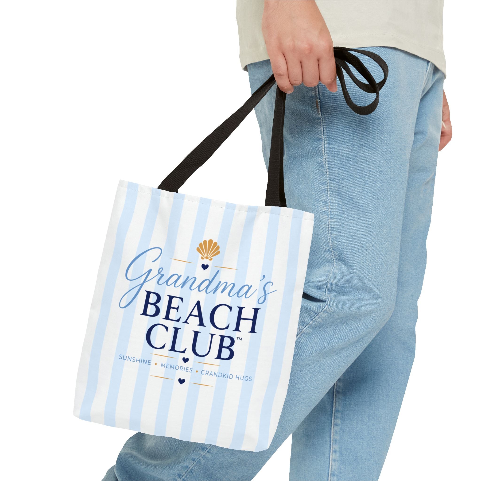Grandma's Beach Club Tote Bag | Seashell Striped Summer