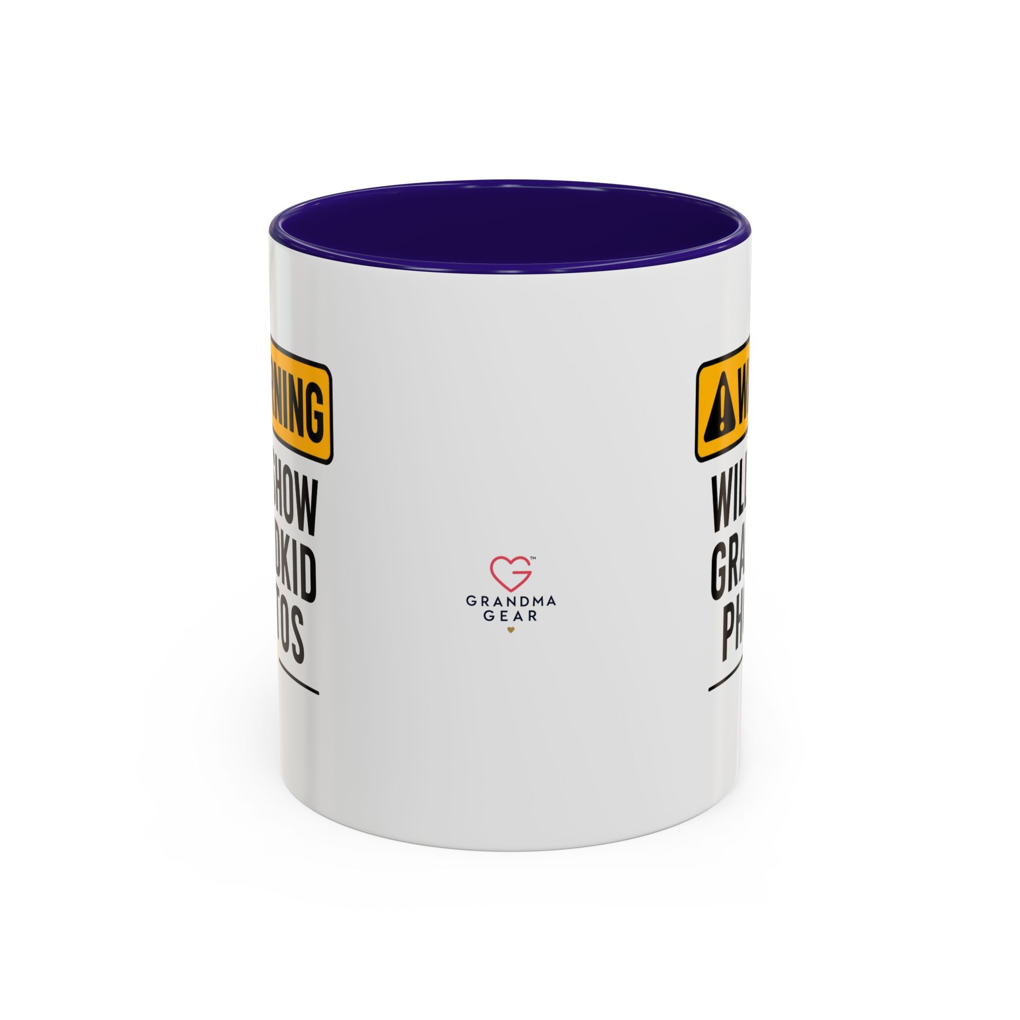 Warning Will Show Grandkid Photos Mug — Funny Grandma/Grandpa Coffee Cup (11oz, 15oz)