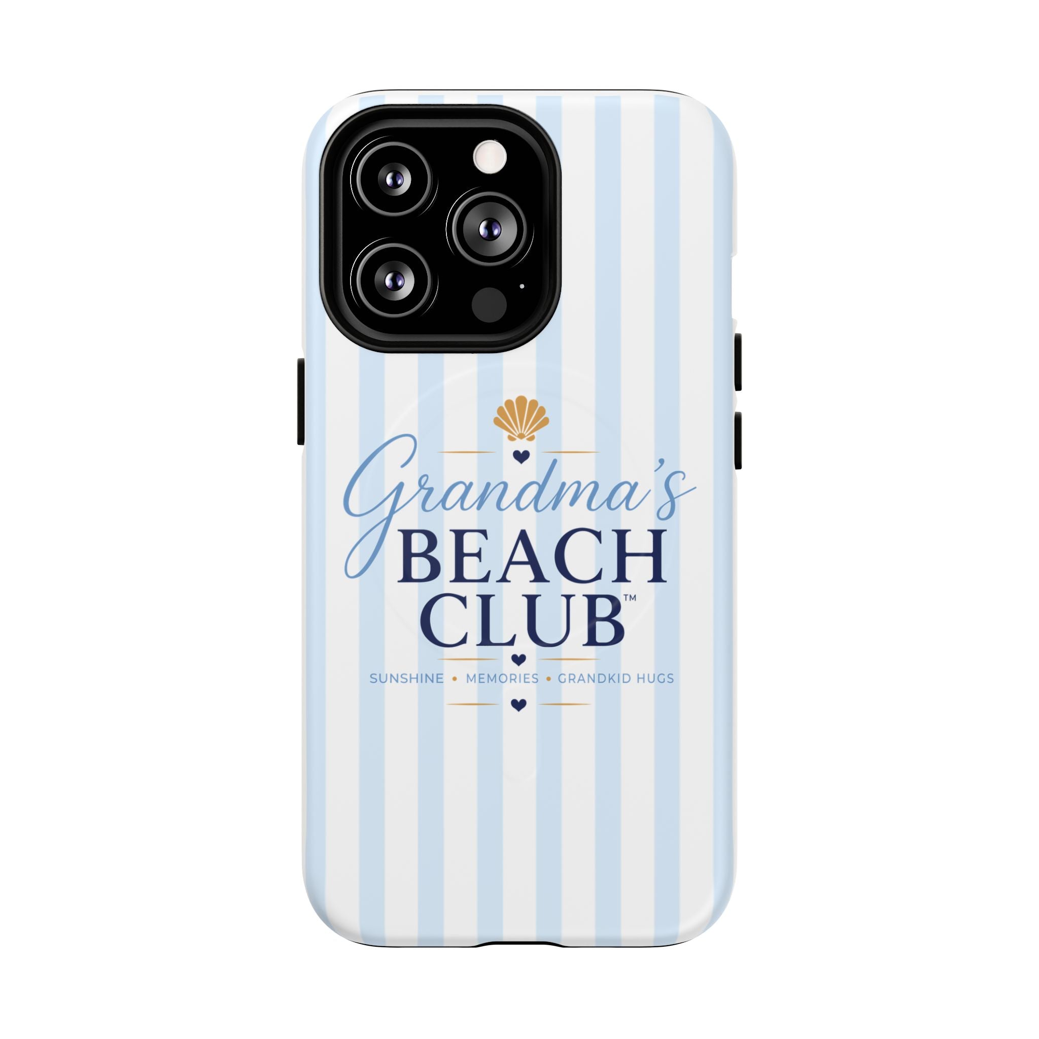 Grandma's Beach Club Tough Magnetic Phone Case — Coastal Striped Protective Cover