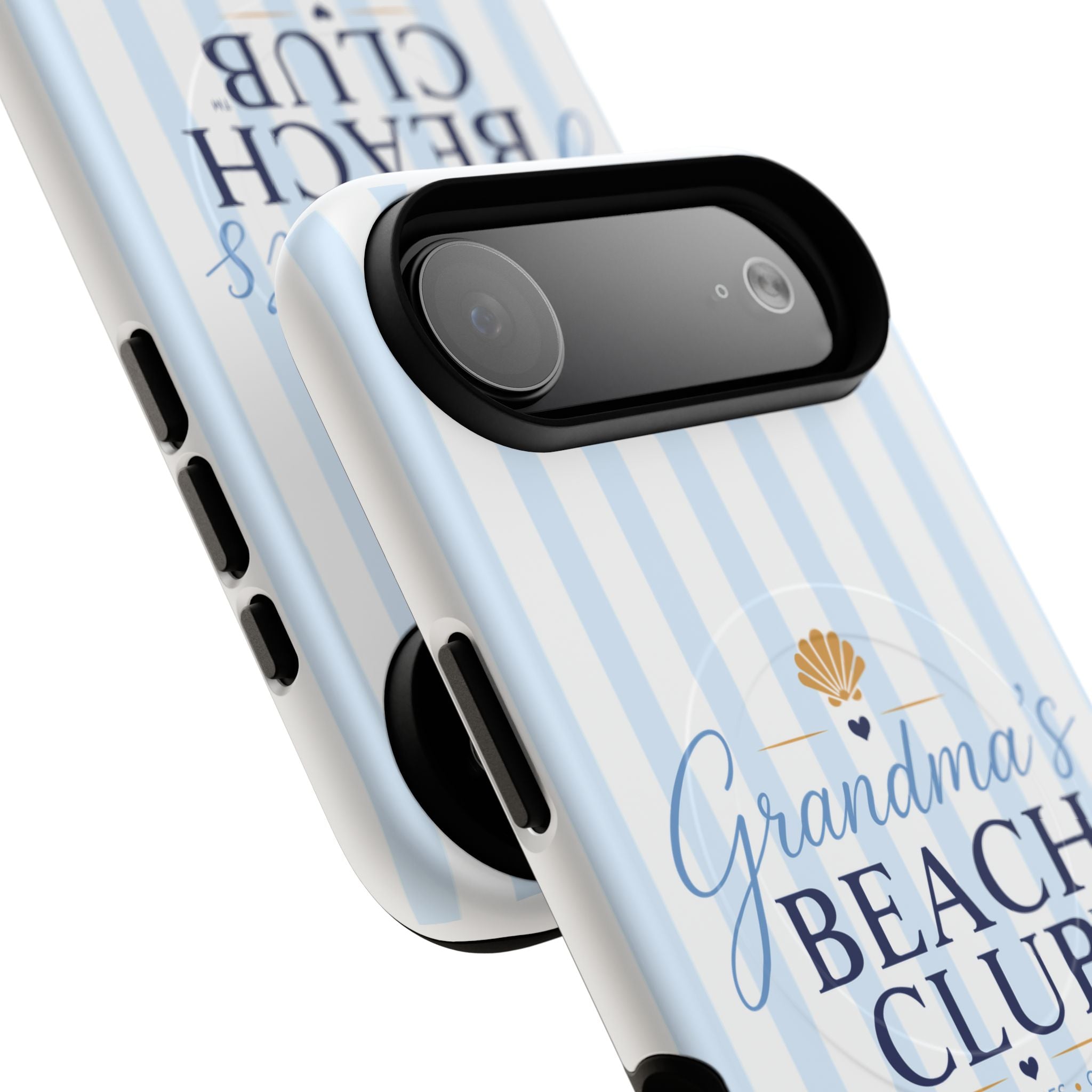 Grandma's Beach Club Tough Magnetic Phone Case — Coastal Striped Protective Cover