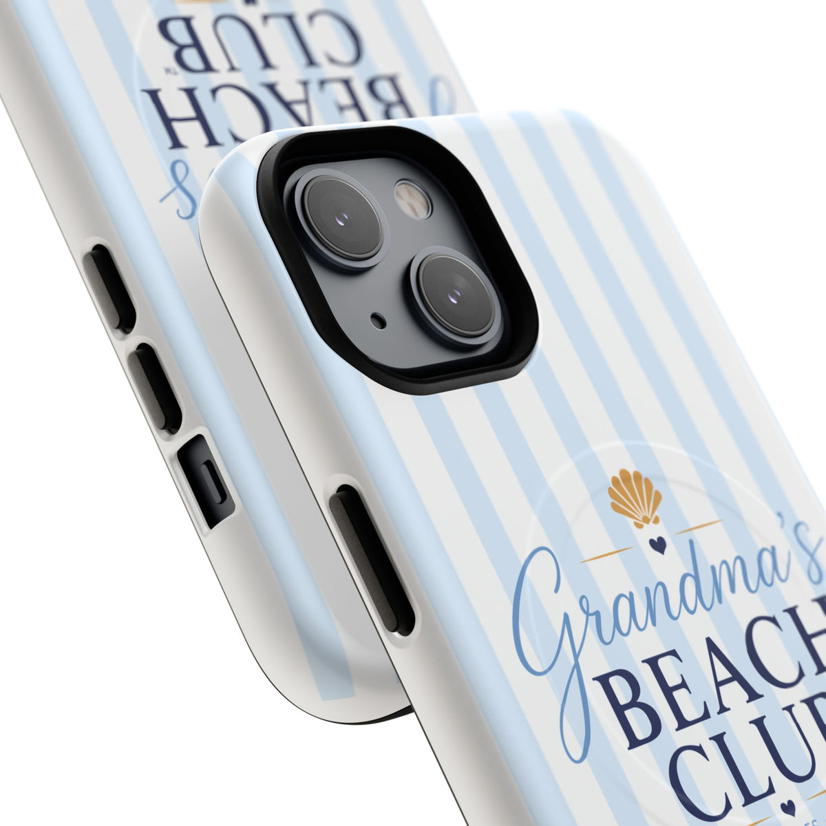 Grandma's Beach Club Tough Magnetic Phone Case — Coastal Striped Protective Cover