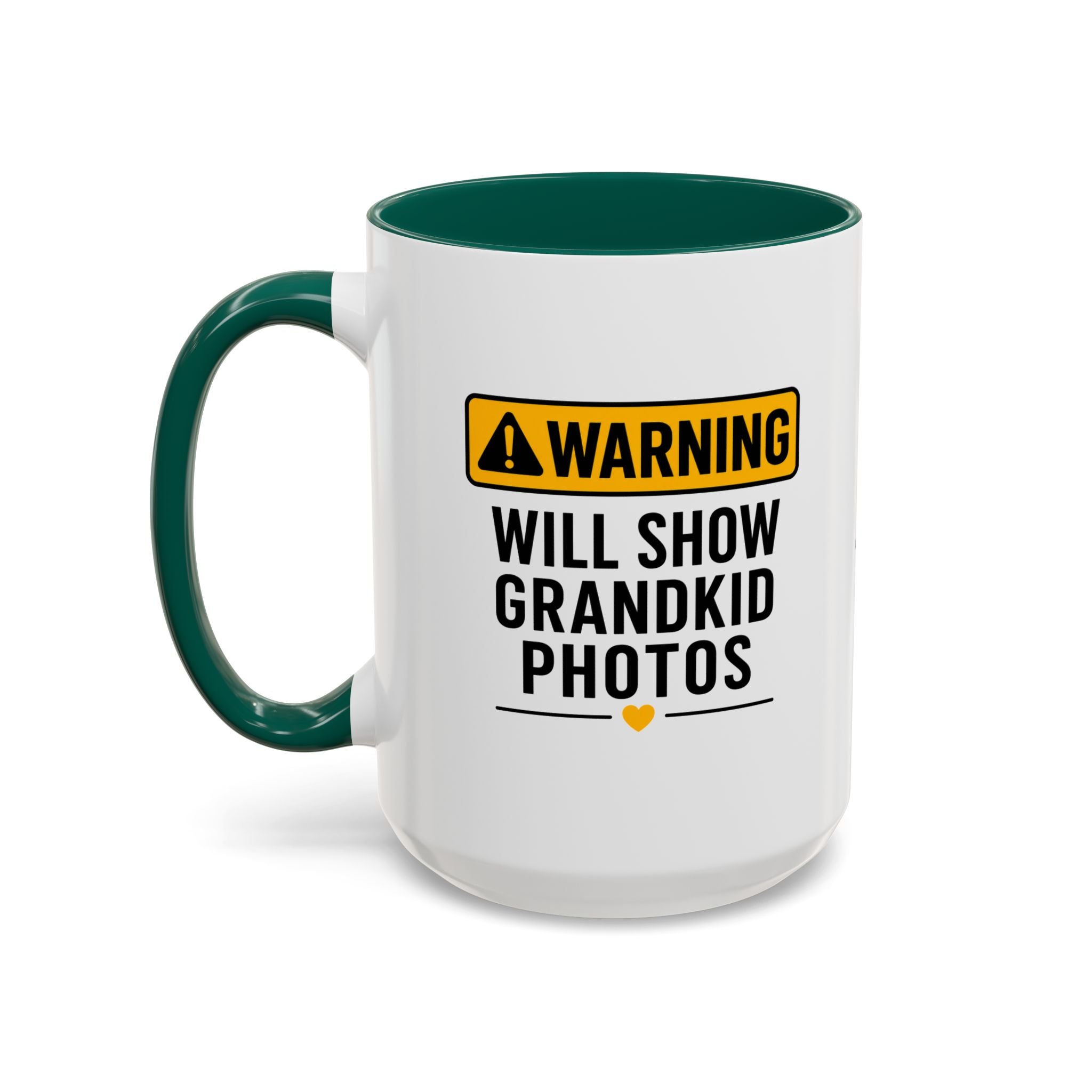 Warning Will Show Grandkid Photos Mug — Funny Grandma/Grandpa Coffee Cup (11oz, 15oz)