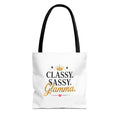 Classy Sassy Glamma Tote Bag – Funny Grandma Gift with Crown Graphic