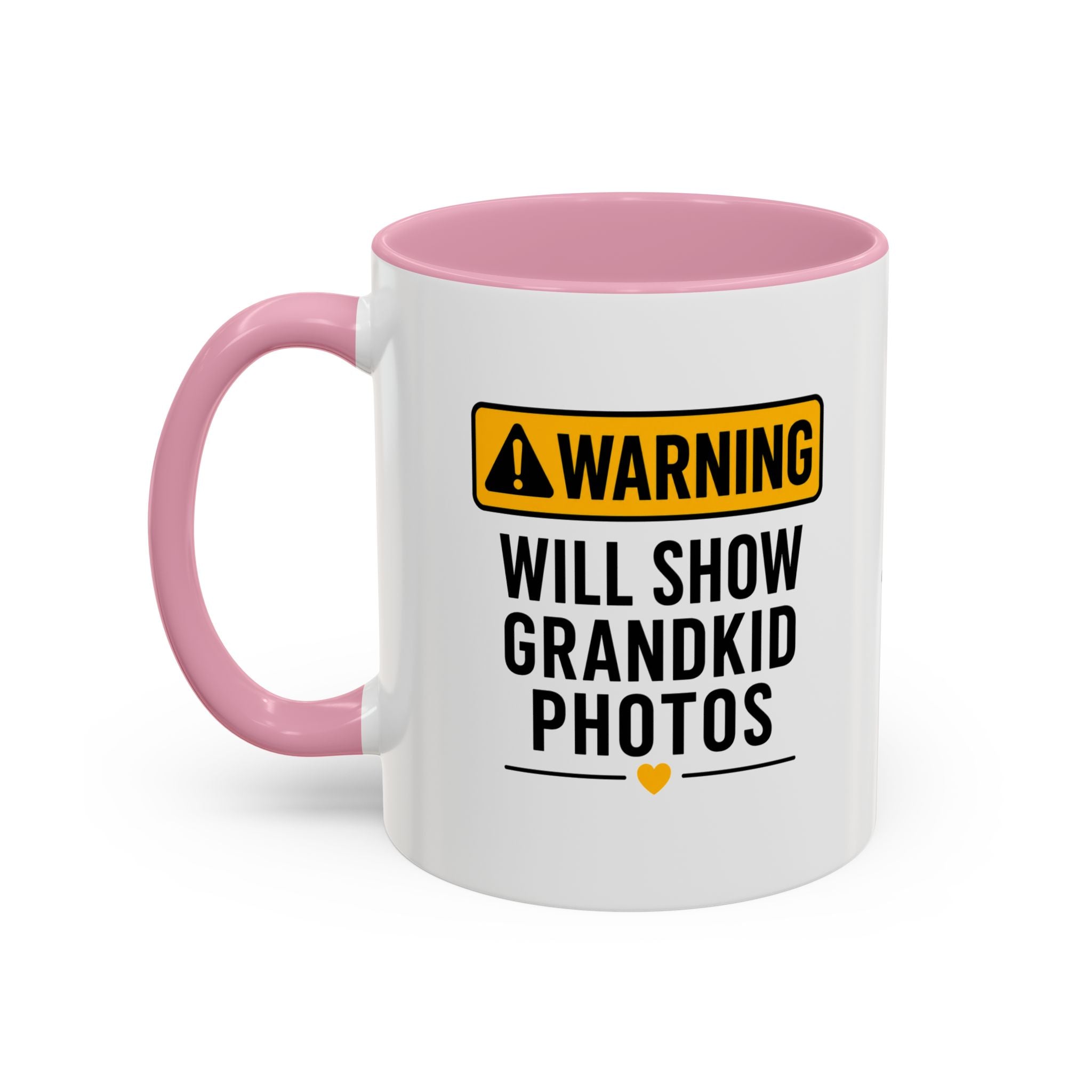 Warning Will Show Grandkid Photos Mug — Funny Grandma/Grandpa Coffee Cup (11oz, 15oz)