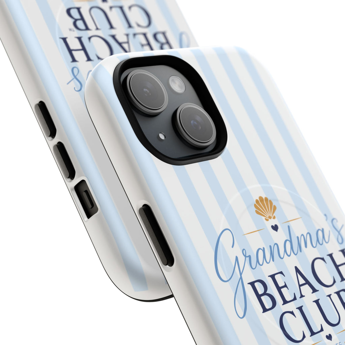 Grandma's Beach Club Tough Magnetic Phone Case — Coastal Striped Protective Cover