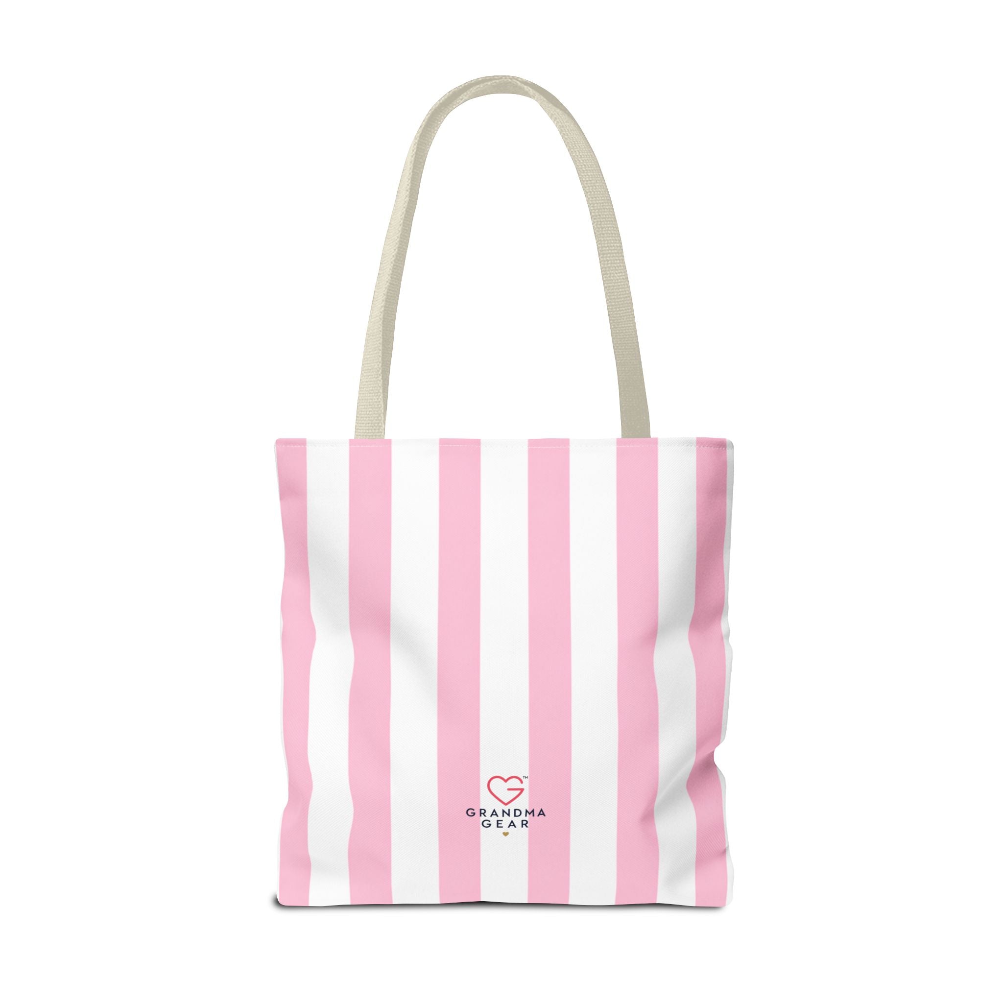 Grandma Crown Tote Bag — Pink Striped "Grandma" Gift Tote