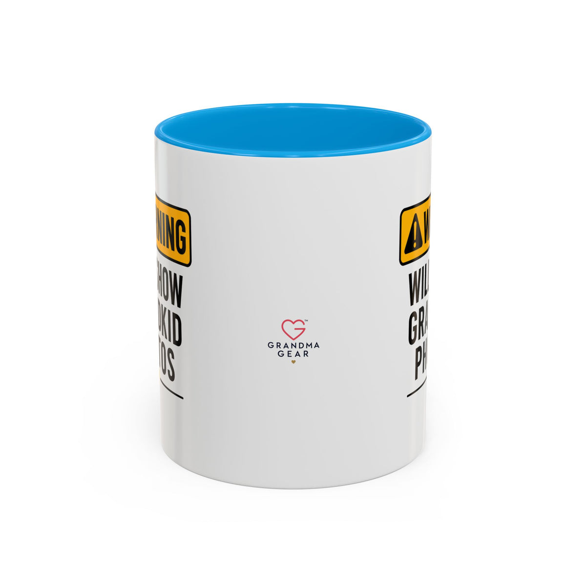 Warning Will Show Grandkid Photos Mug — Funny Grandma/Grandpa Coffee Cup (11oz, 15oz)