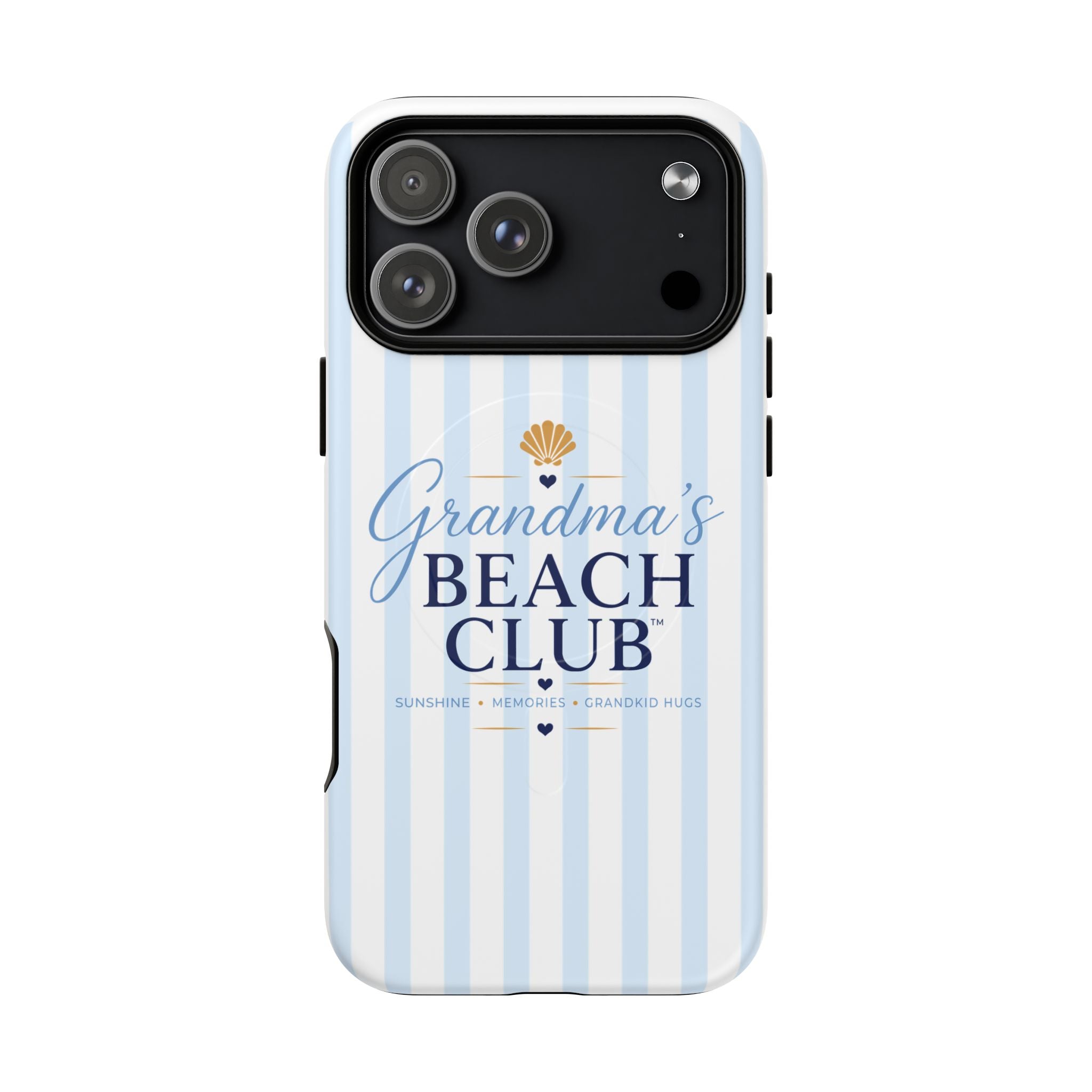 Grandma's Beach Club Tough Magnetic Phone Case — Coastal Striped Protective Cover