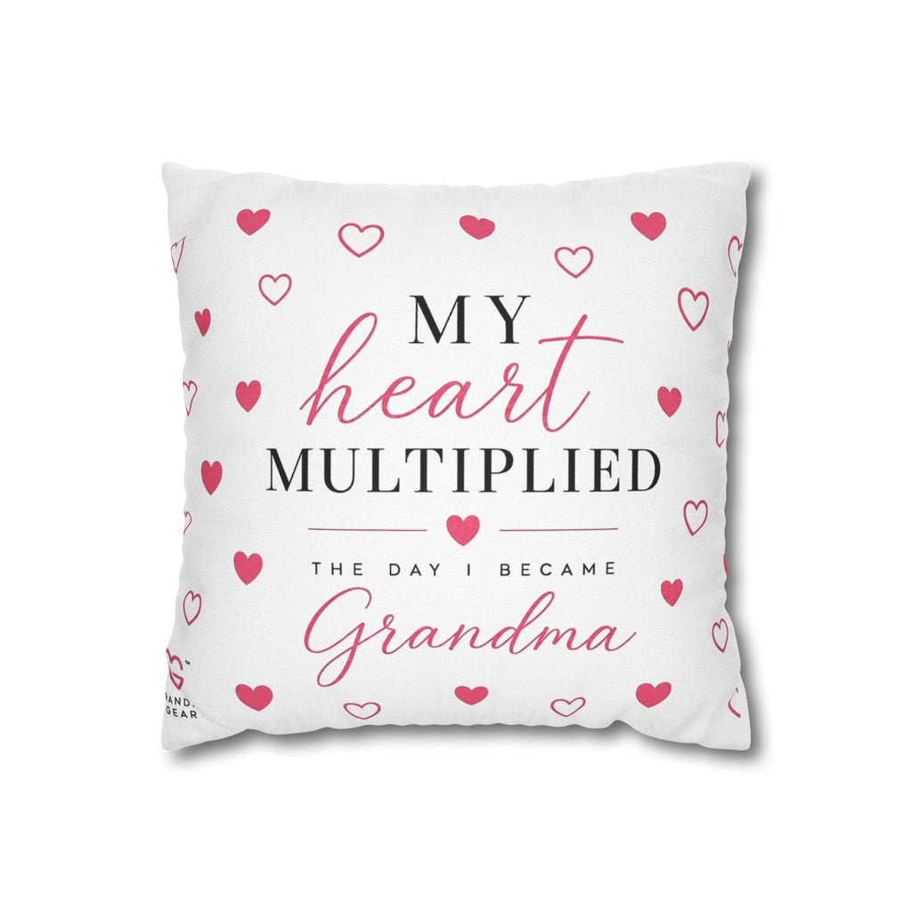 My Heart Multiplied Grandma Pillowcase | Heart Pattern Throw Pillow Cover