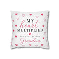 My Heart Multiplied Grandma Pillowcase | Heart Pattern Throw Pillow Cover