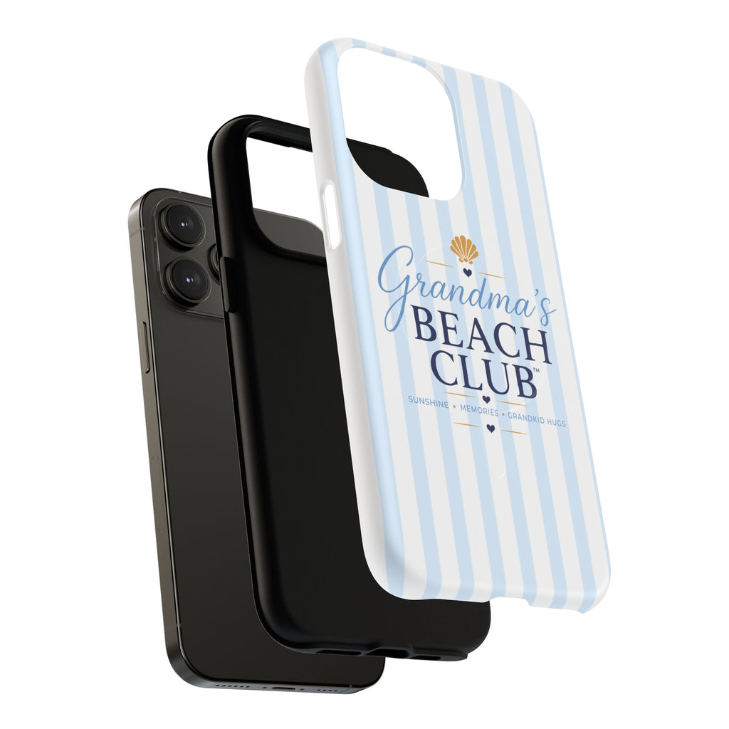 Grandma's Beach Club Tough Magnetic Phone Case — Coastal Striped Protective Cover
