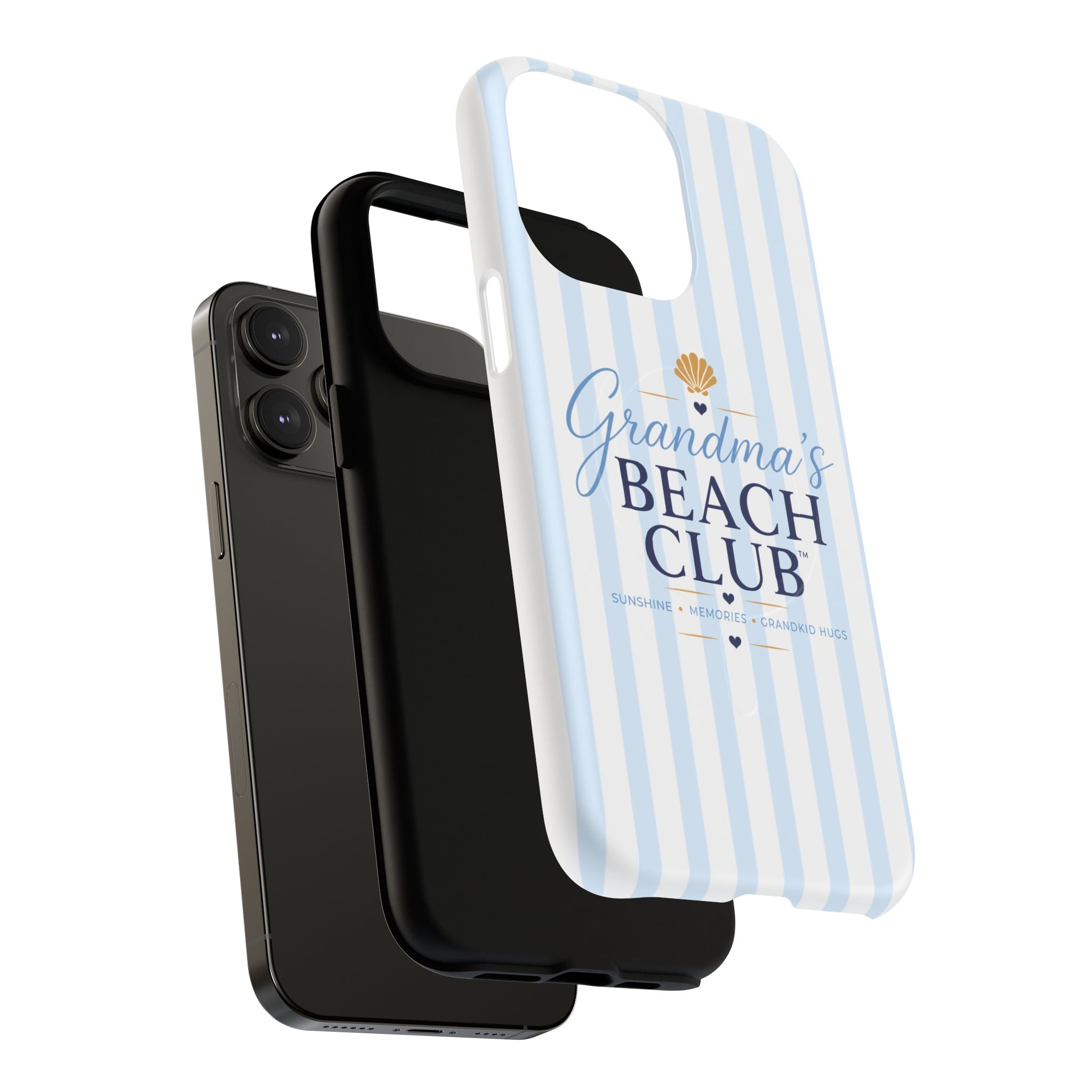 Grandma's Beach Club Tough Magnetic Phone Case — Coastal Striped Protective Cover