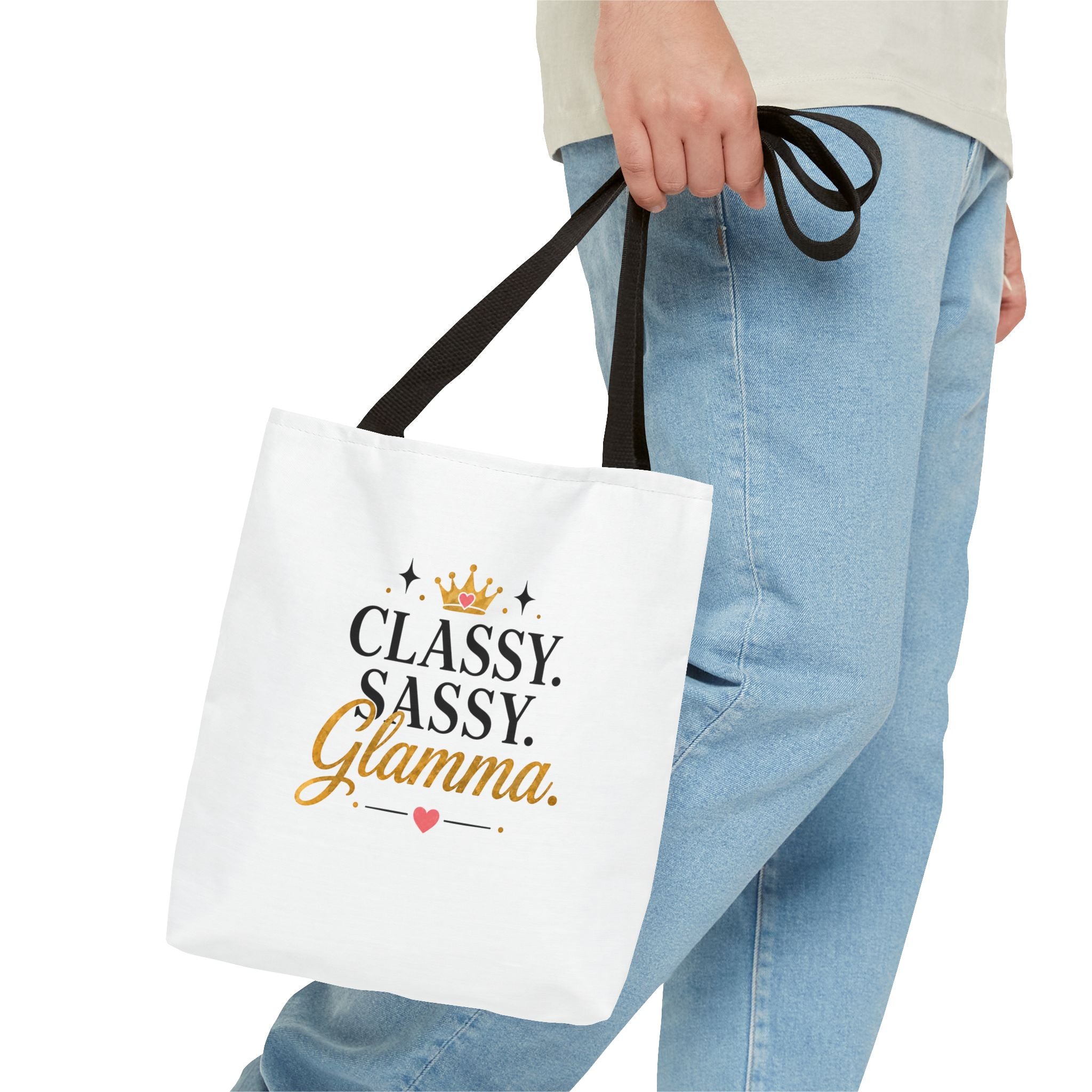 Classy Sassy Glamma Tote Bag – Funny Grandma Gift with Crown Graphic