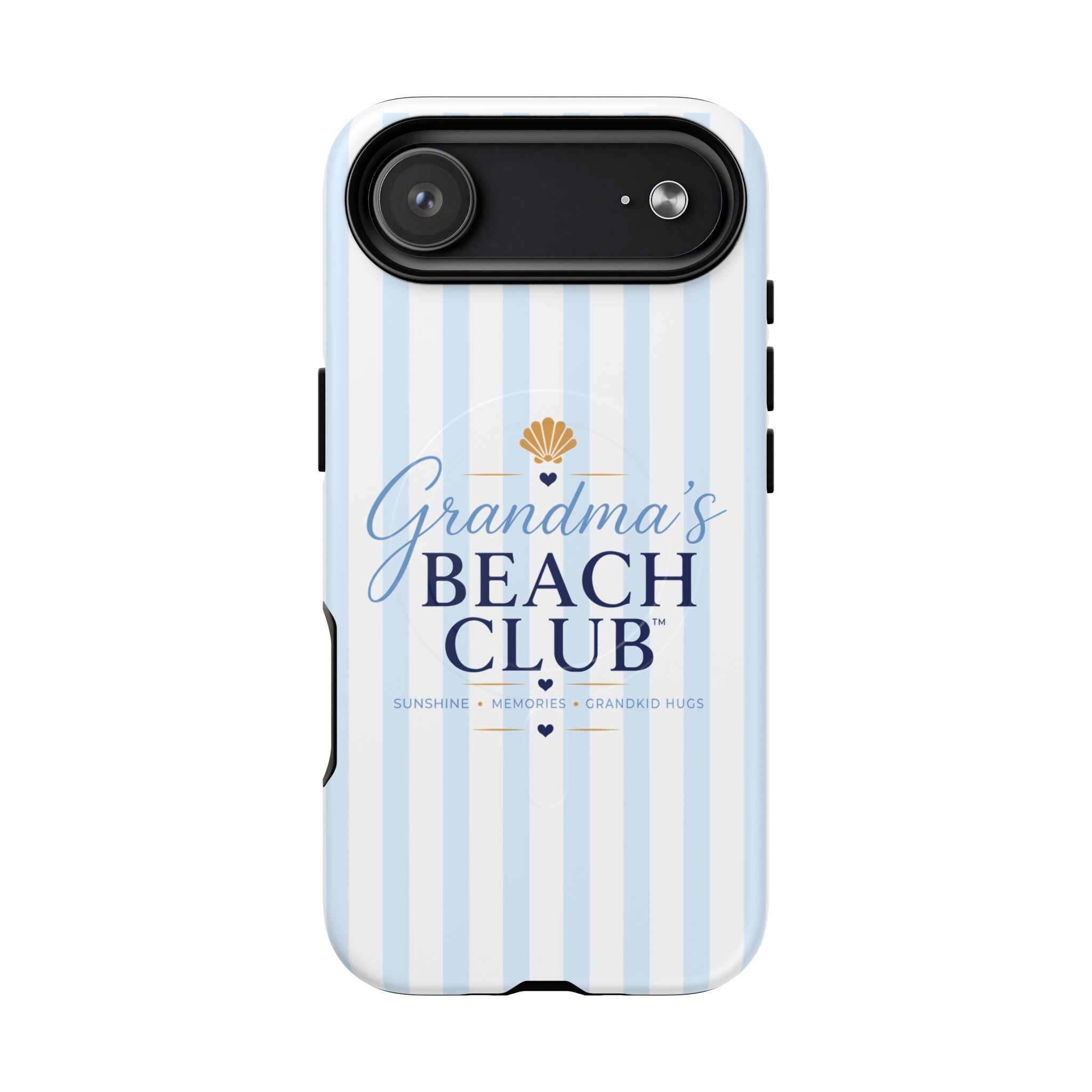 Grandma's Beach Club Tough Magnetic Phone Case — Coastal Striped Protective Cover