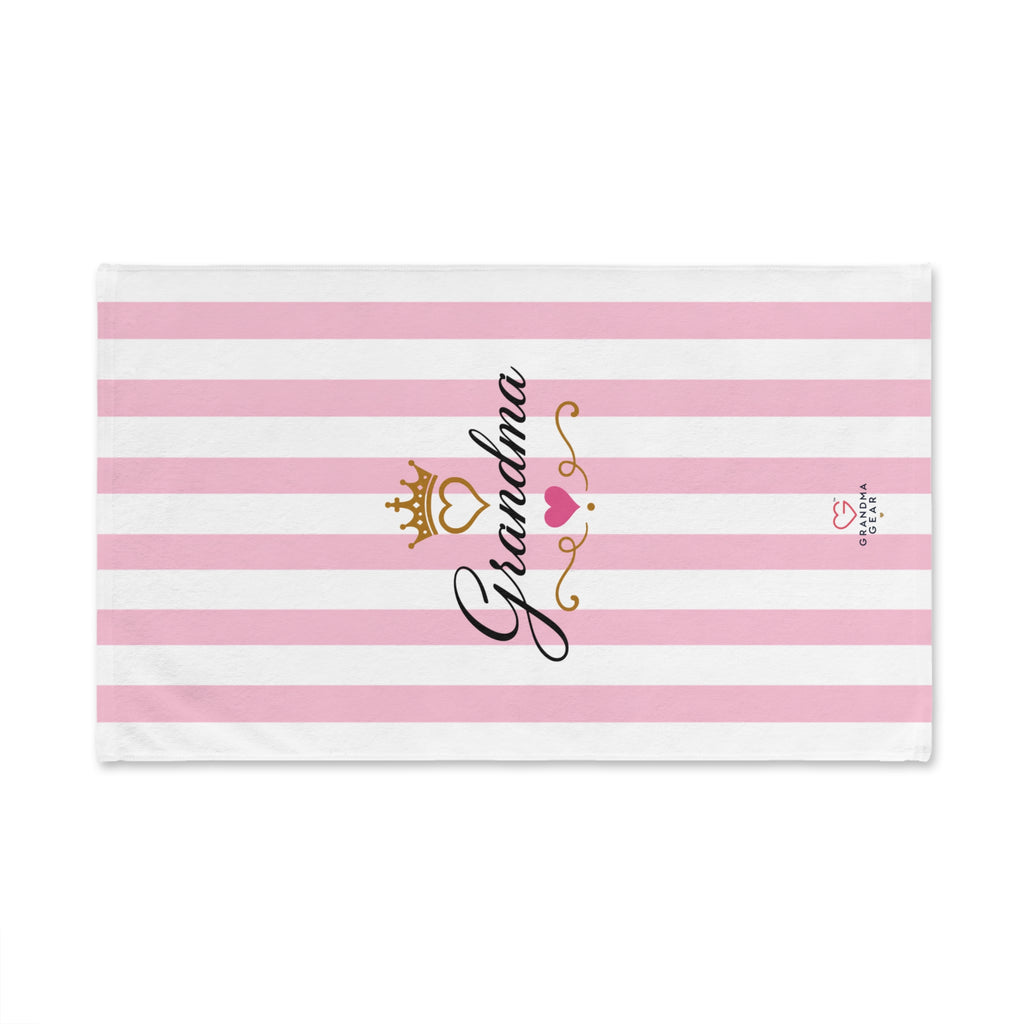 Grandma Crowned Pink Stripe Hand Towel — Decorative Gift for Grandma