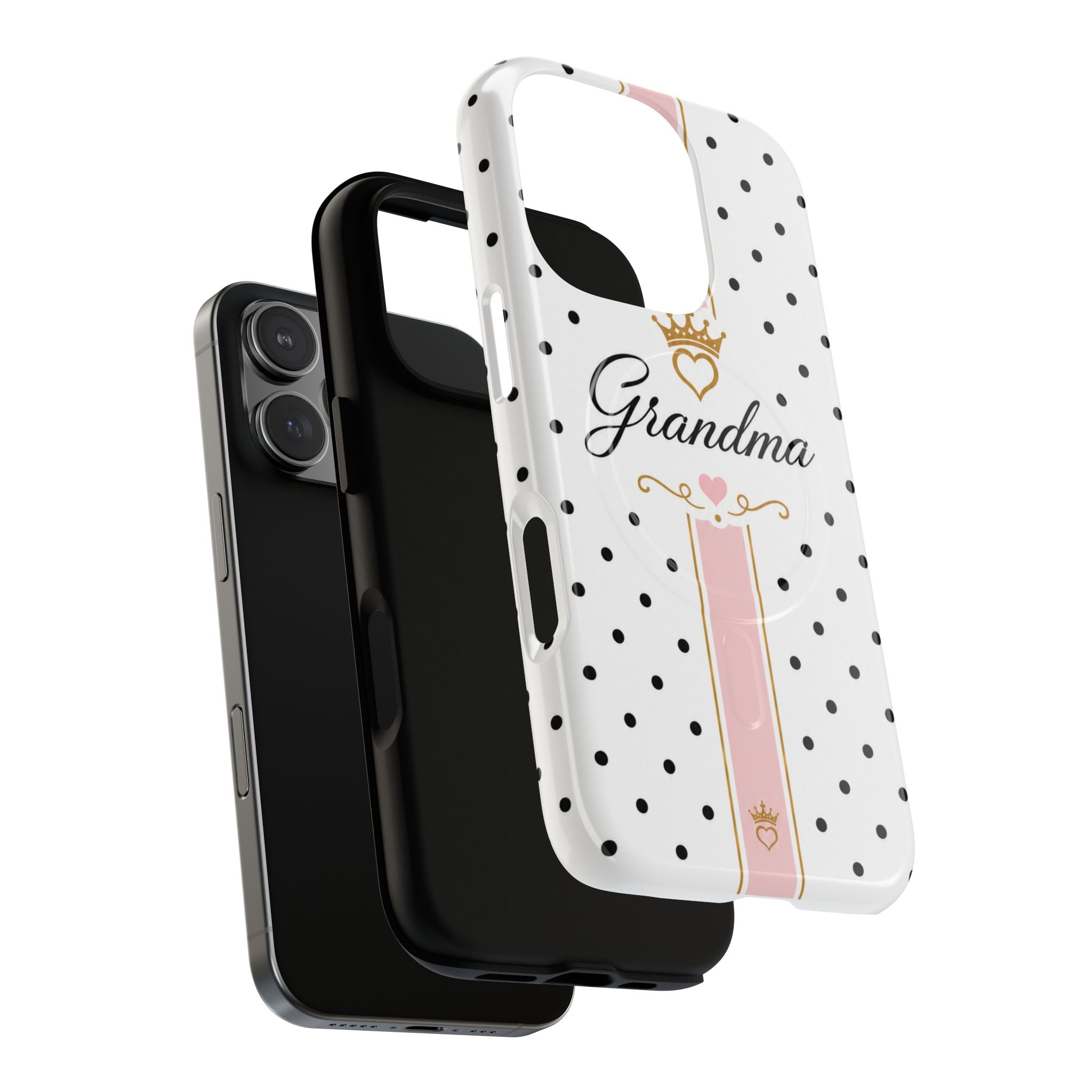 Grandma Polka Dot Tough Magnetic Phone Case — Pink Crown Floral Accent