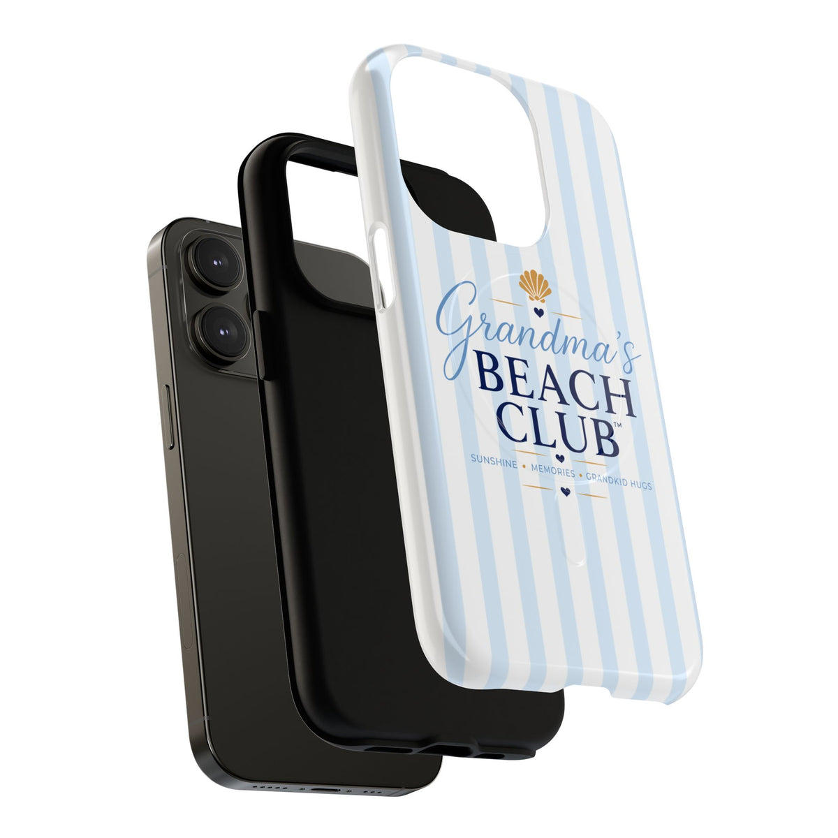Grandma's Beach Club Tough Magnetic Phone Case — Coastal Striped Protective Cover