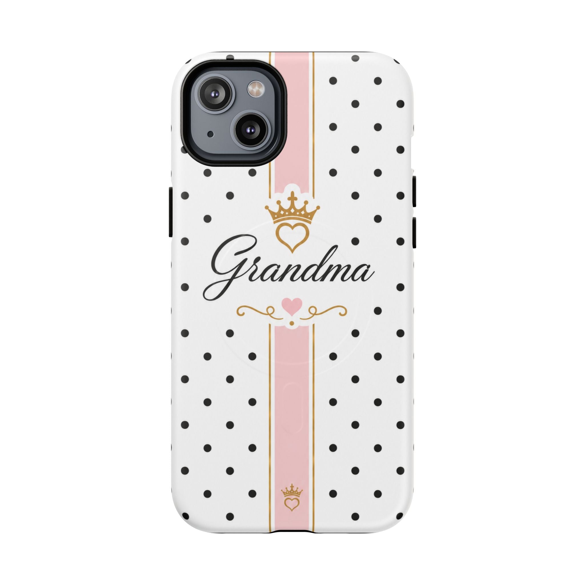 Grandma Polka Dot Tough Magnetic Phone Case — Pink Crown Floral Accent