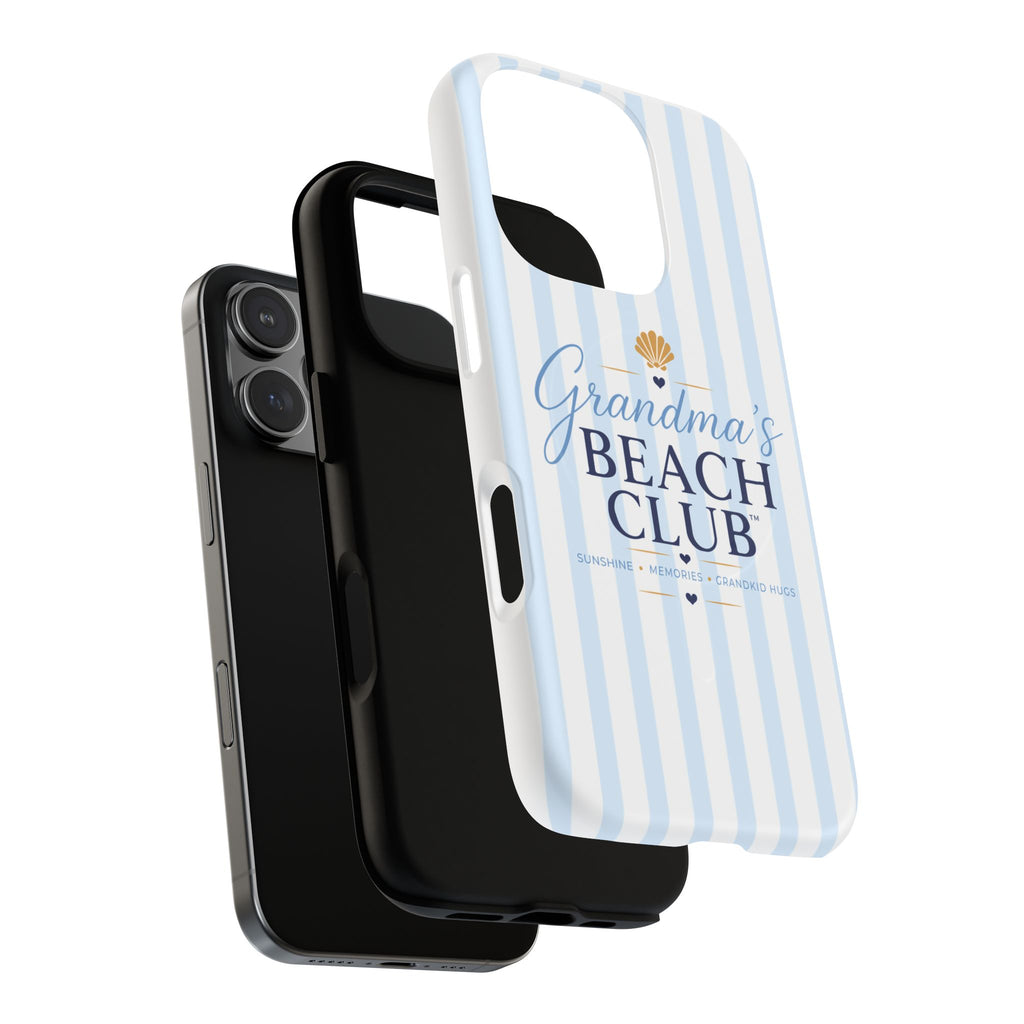 Grandma's Beach Club Tough Magnetic Phone Case — Coastal Striped Protective Cover