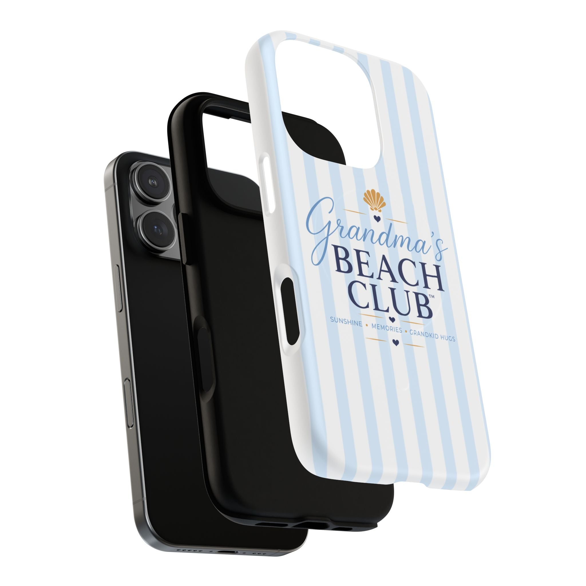 Grandma's Beach Club Tough Magnetic Phone Case — Coastal Striped Protective Cover