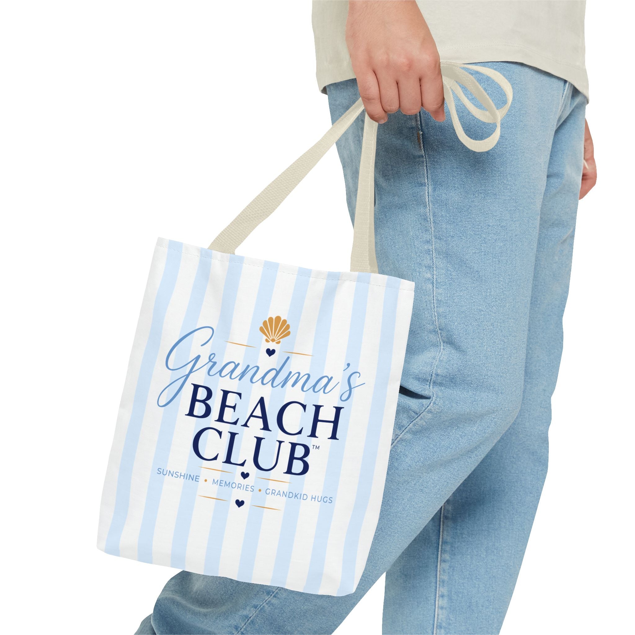 Grandma's Beach Club Tote Bag | Seashell Striped Summer