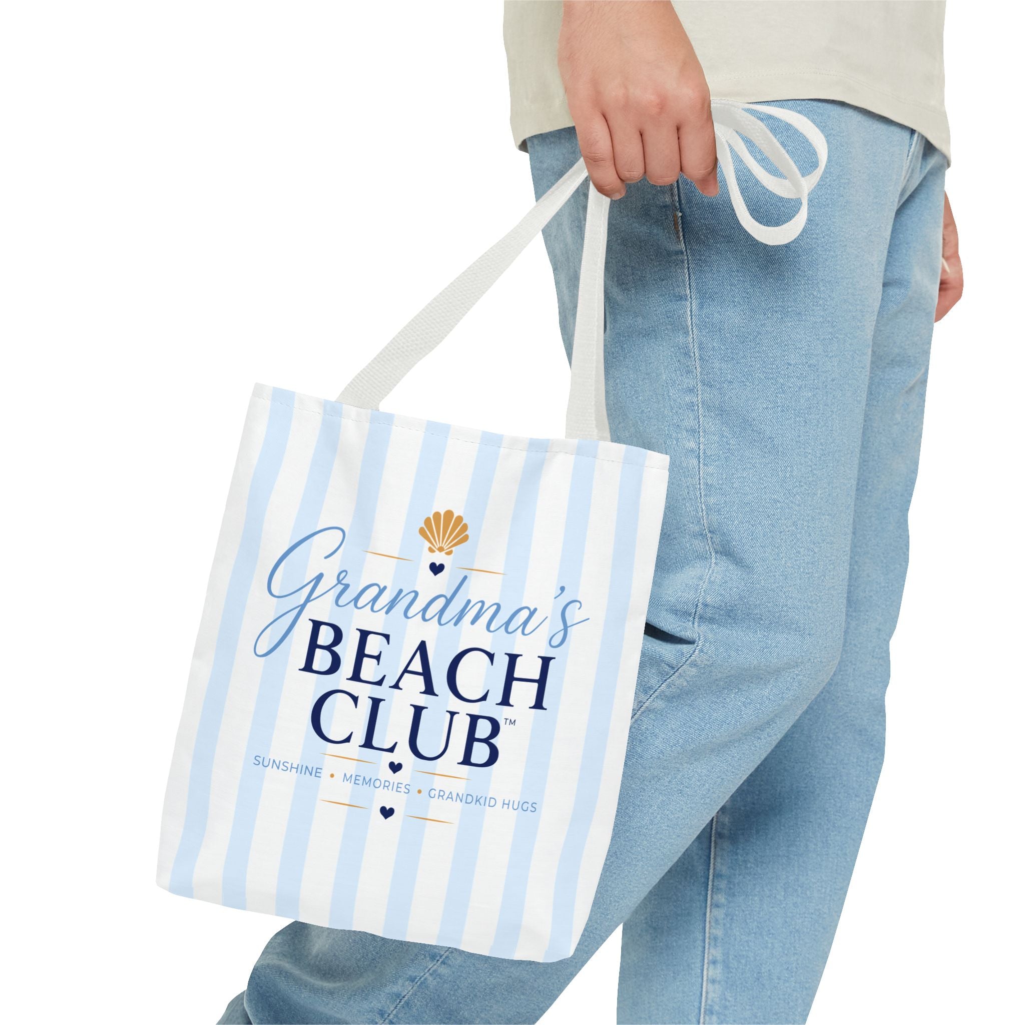 Grandma's Beach Club Tote Bag | Seashell Striped Summer