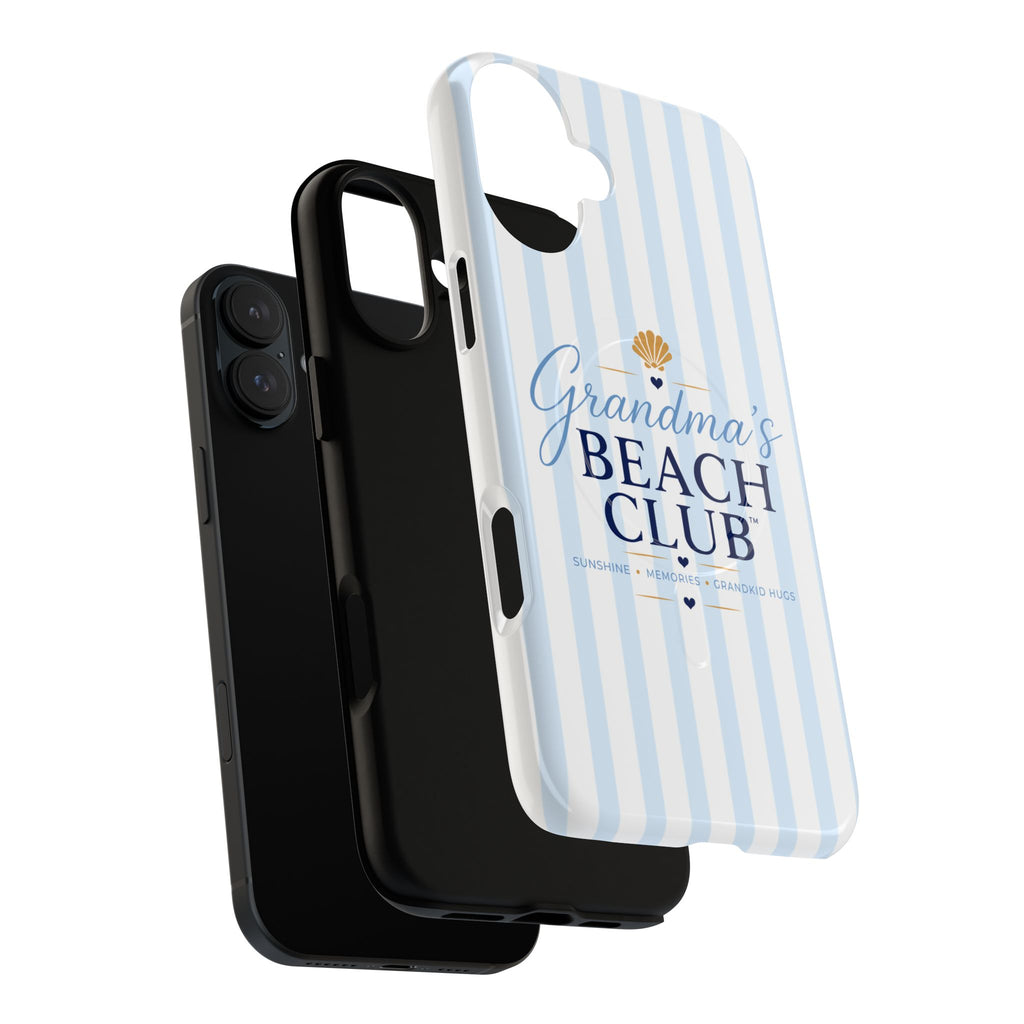Grandma's Beach Club Tough Magnetic Phone Case — Coastal Striped Protective Cover