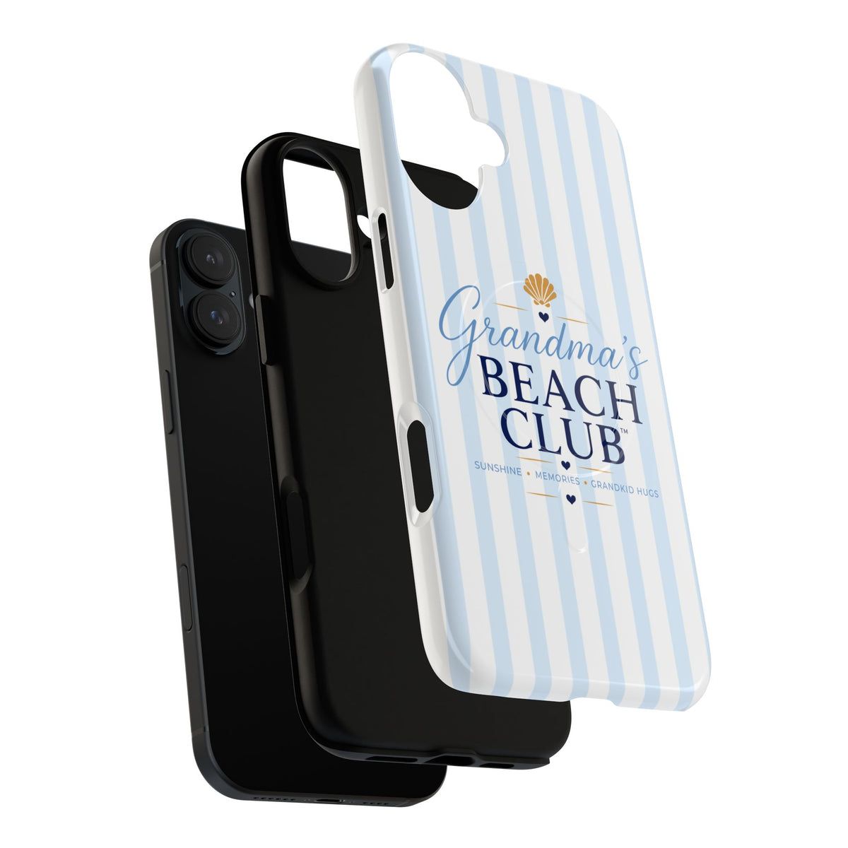 Grandma's Beach Club Tough Magnetic Phone Case — Coastal Striped Protective Cover