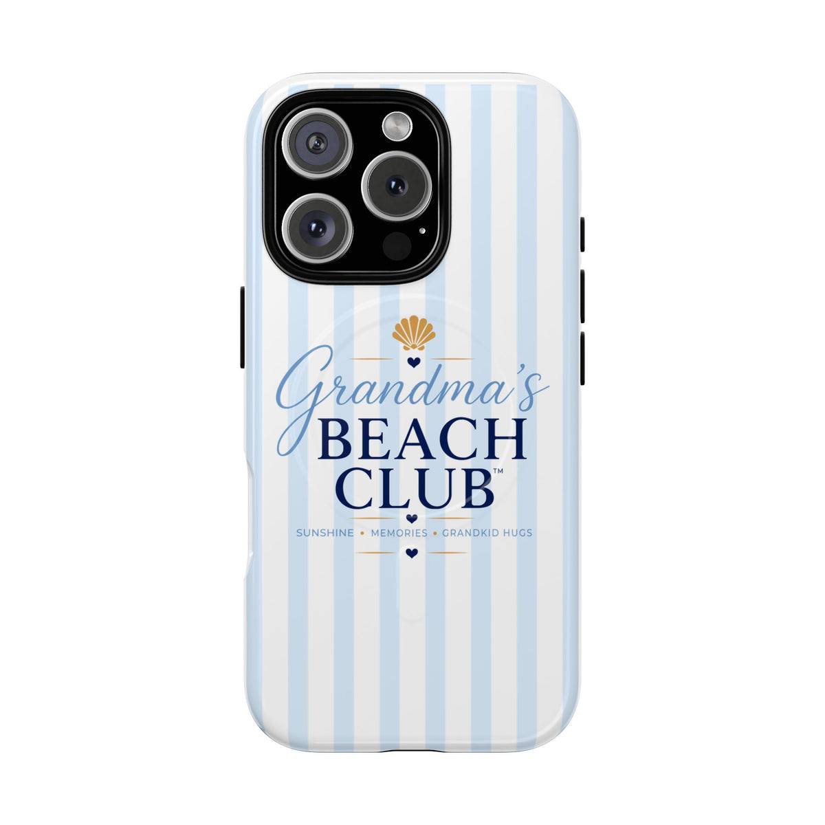 Grandma's Beach Club Tough Magnetic Phone Case — Coastal Striped Protective Cover
