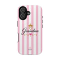 Grandma Crown Phone Case — Tough Magnetic Protective Case, Pink Stripe