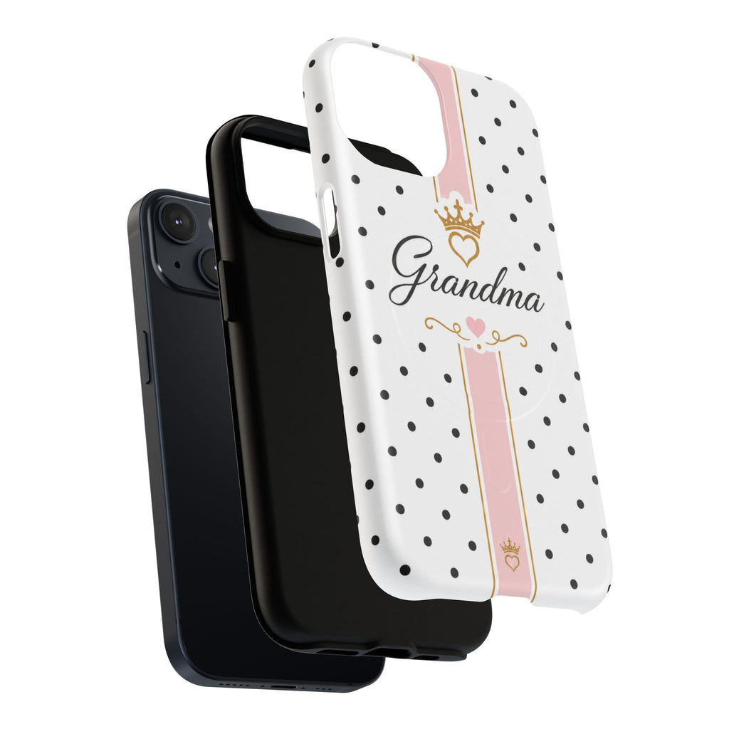 Grandma Polka Dot Tough Magnetic Phone Case — Pink Crown Floral Accent