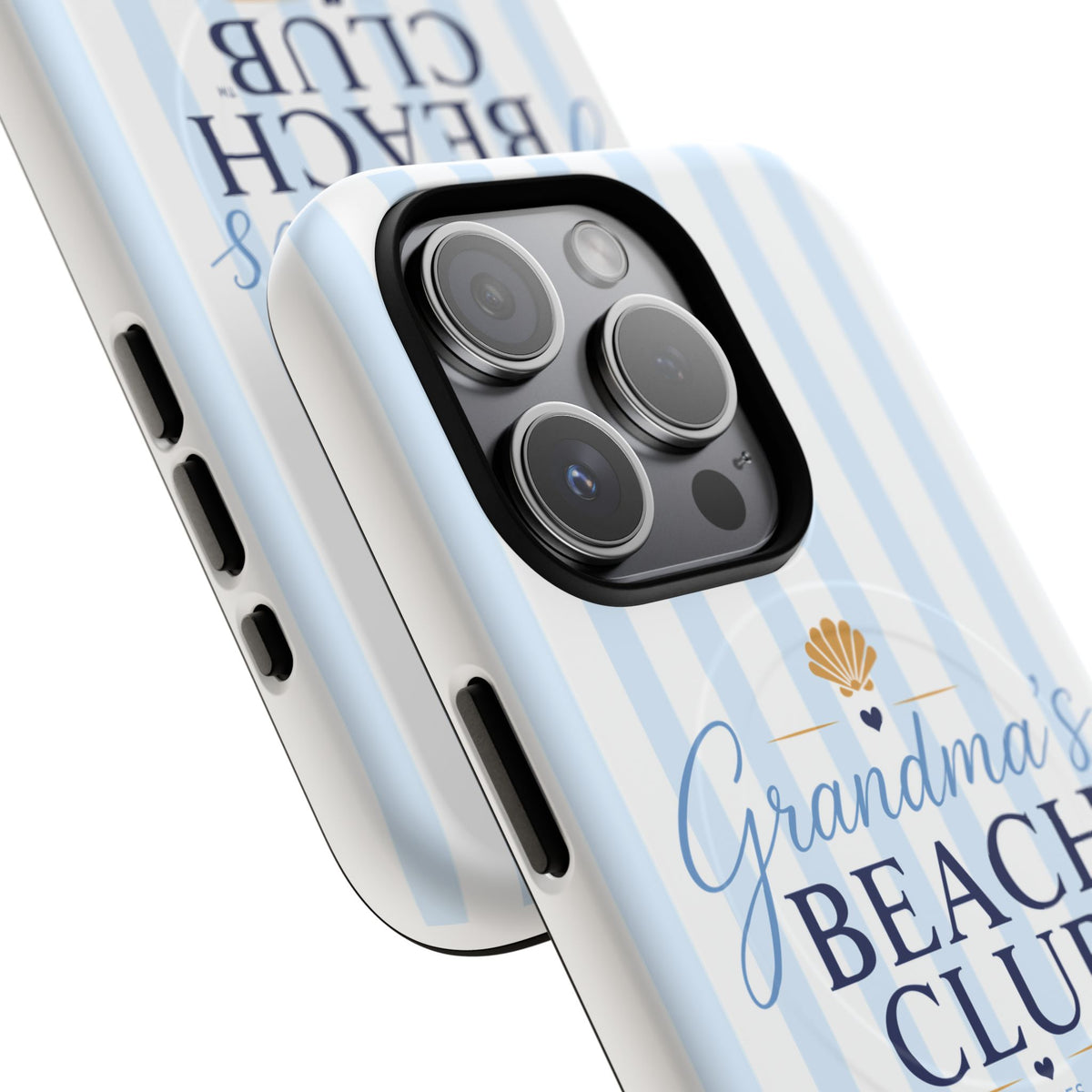 Grandma's Beach Club Tough Magnetic Phone Case — Coastal Striped Protective Cover