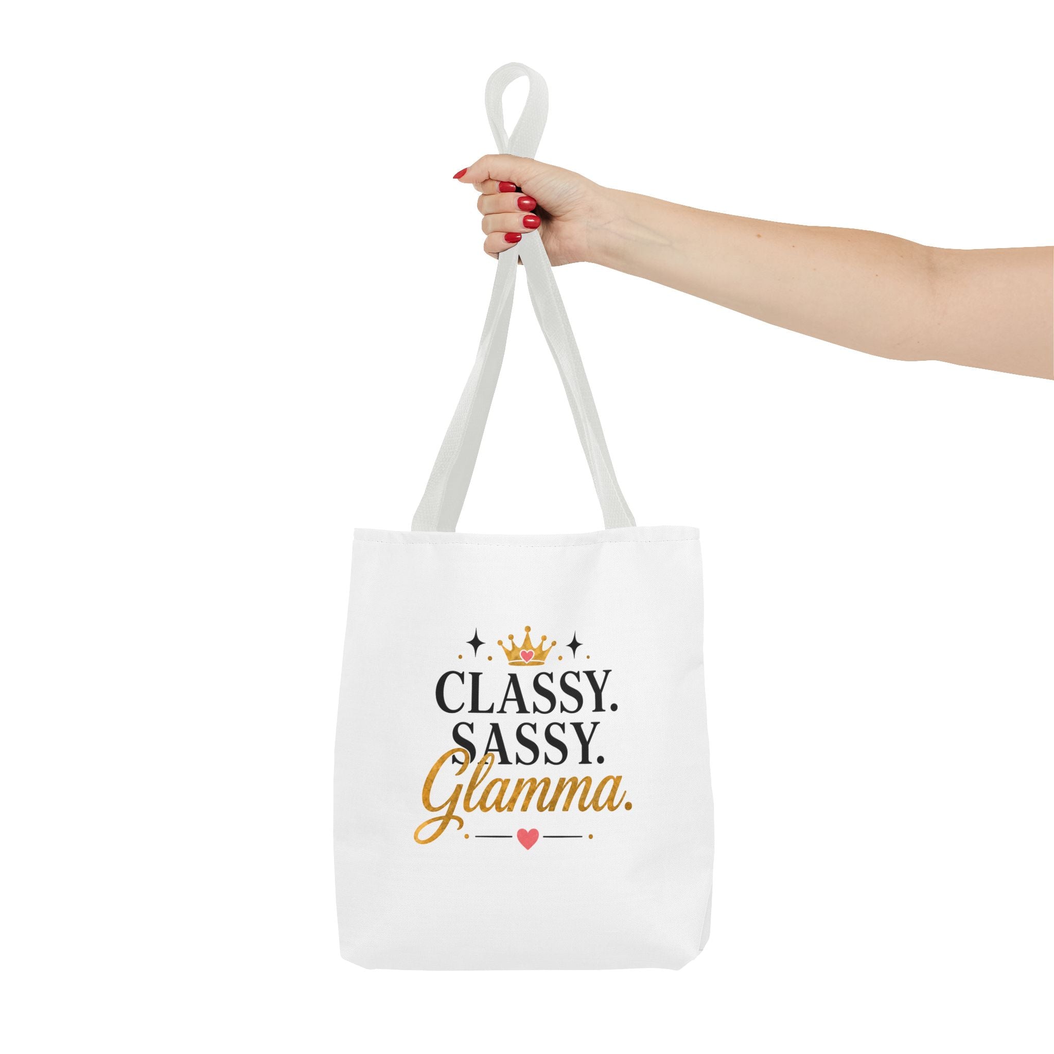 Classy Sassy Glamma Tote Bag – Funny Grandma Gift with Crown Graphic
