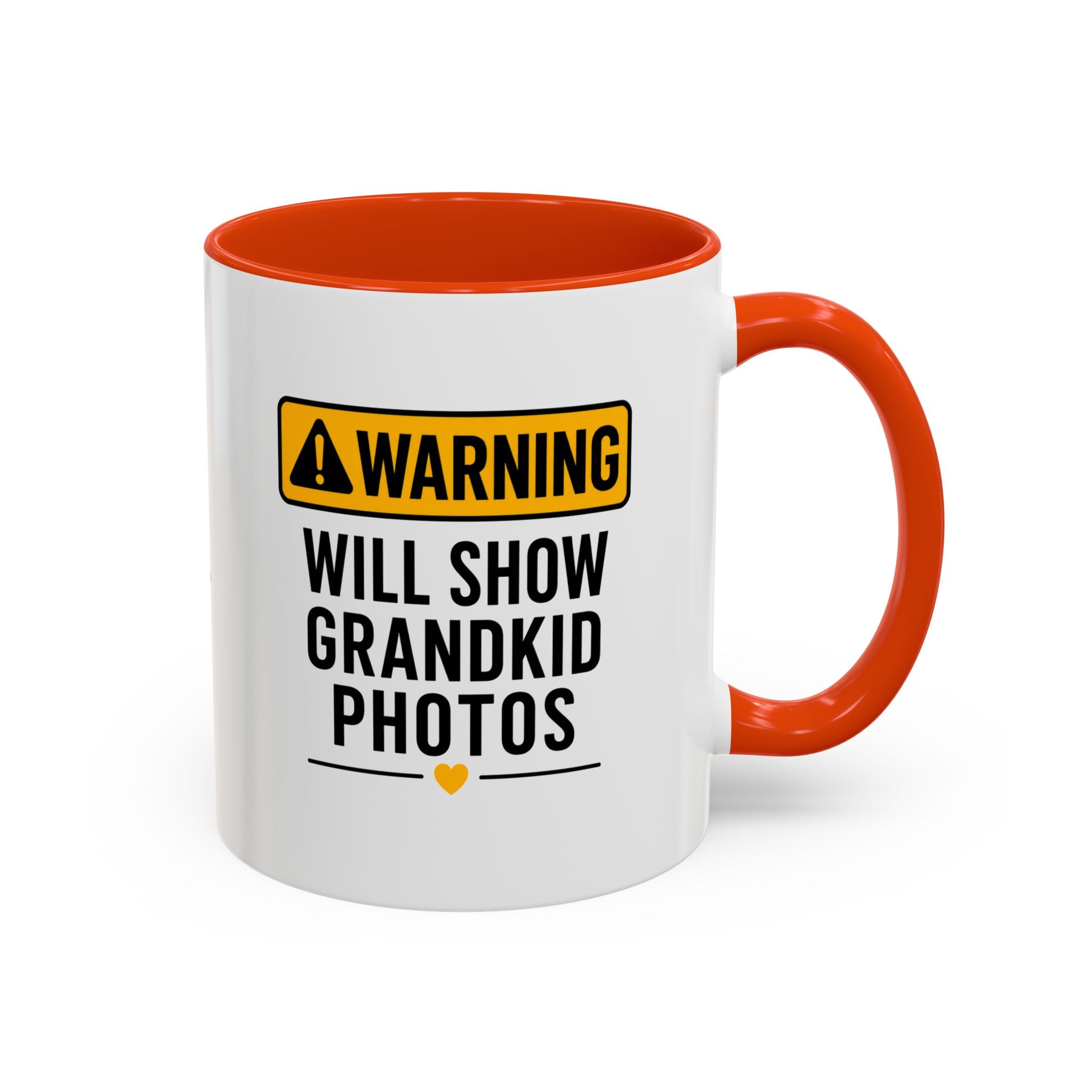 Warning Will Show Grandkid Photos Mug — Funny Grandma/Grandpa Coffee Cup (11oz, 15oz)