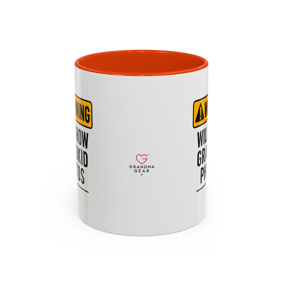 Warning Will Show Grandkid Photos Mug — Funny Grandma/Grandpa Coffee Cup (11oz, 15oz)