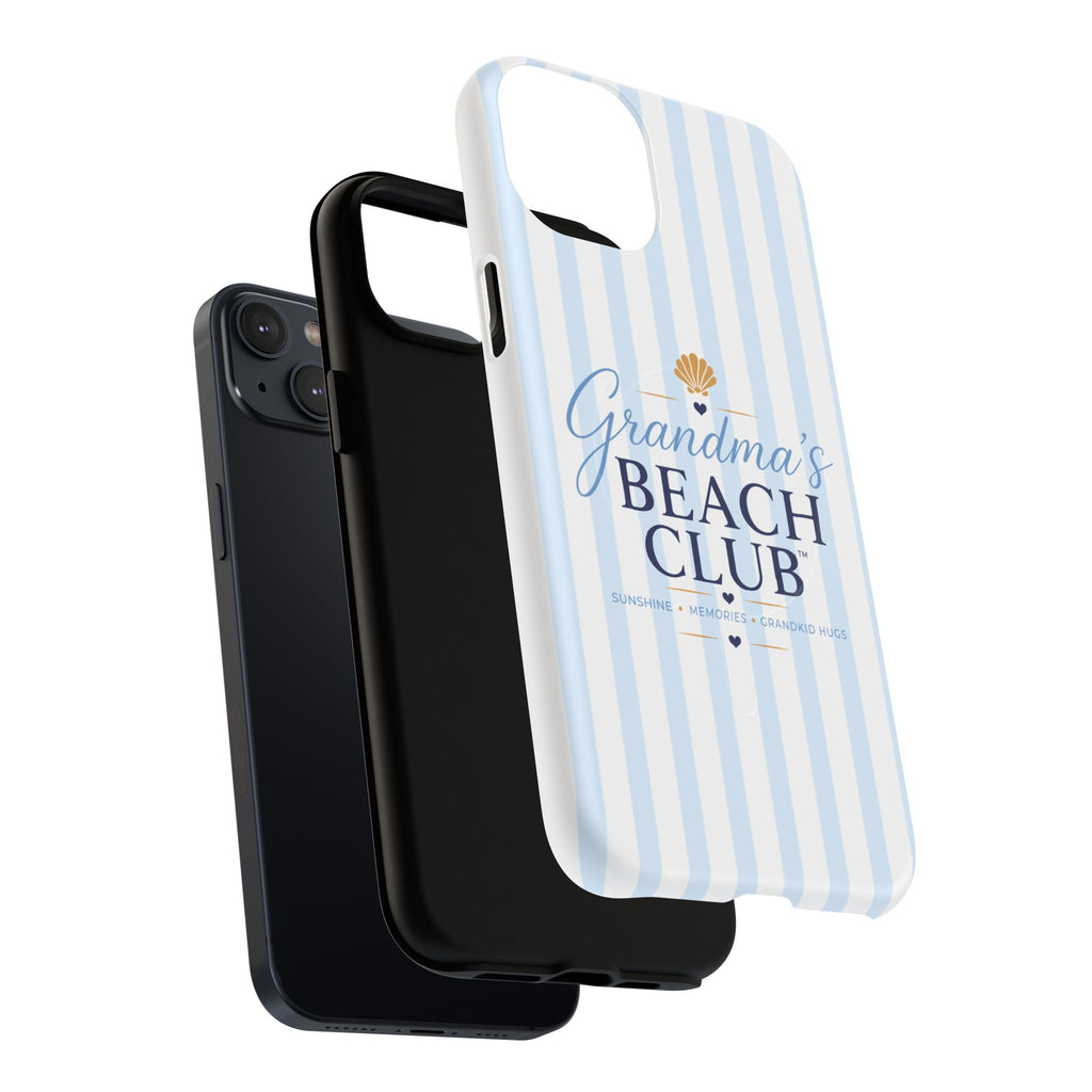 Grandma's Beach Club Tough Magnetic Phone Case — Coastal Striped Protective Cover