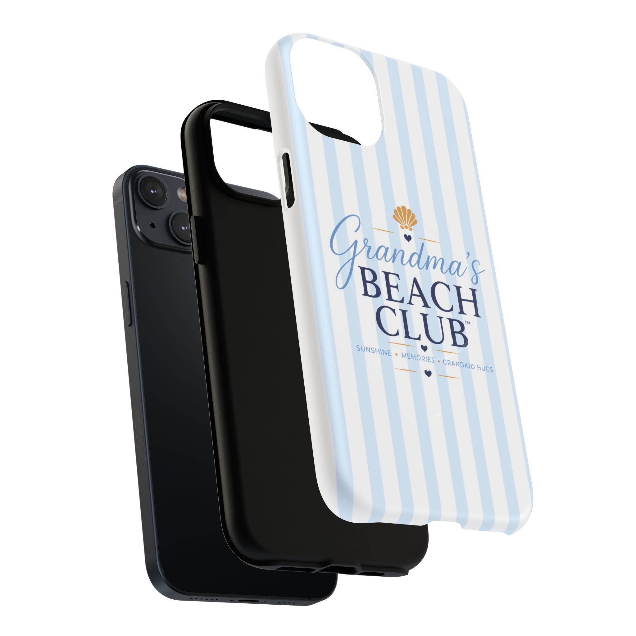 Grandma's Beach Club Tough Magnetic Phone Case — Coastal Striped Protective Cover