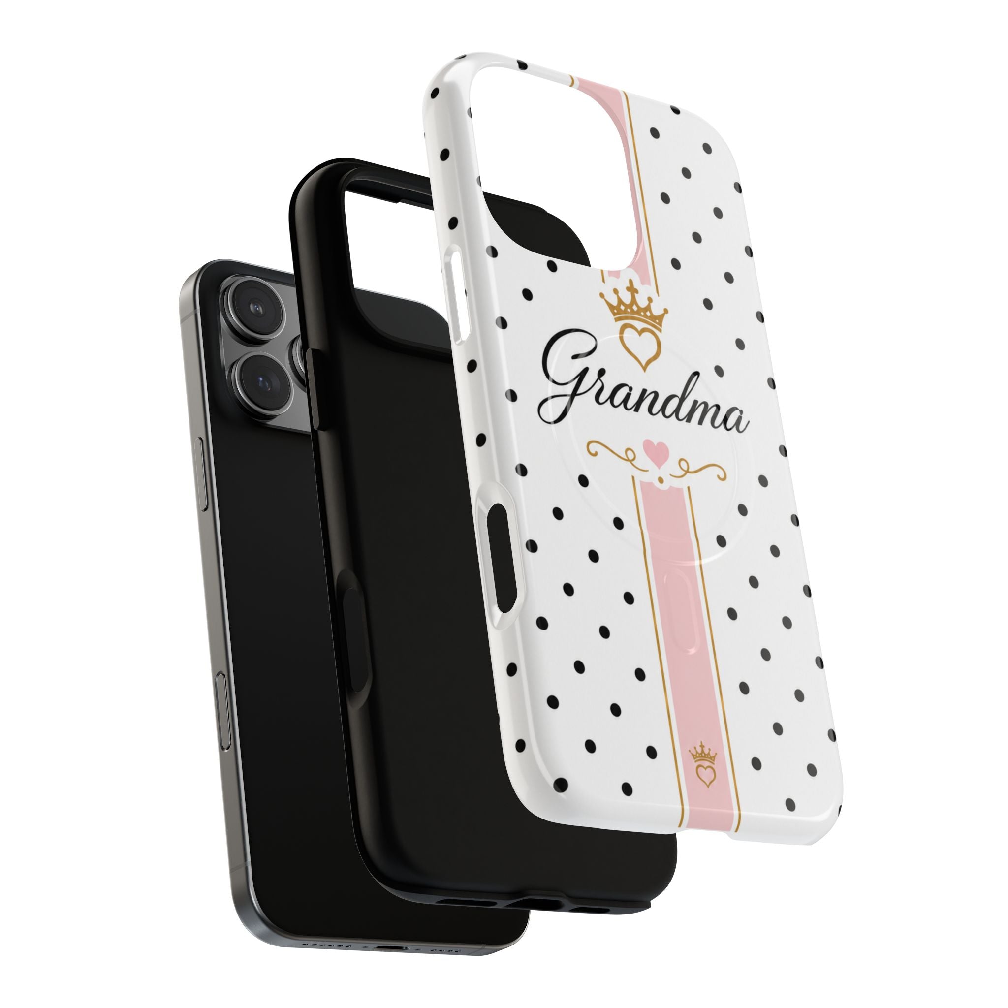 Grandma Polka Dot Tough Magnetic Phone Case — Pink Crown Floral Accent