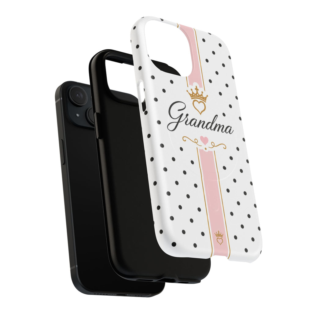 Grandma Polka Dot Tough Magnetic Phone Case — Pink Crown Floral Accent