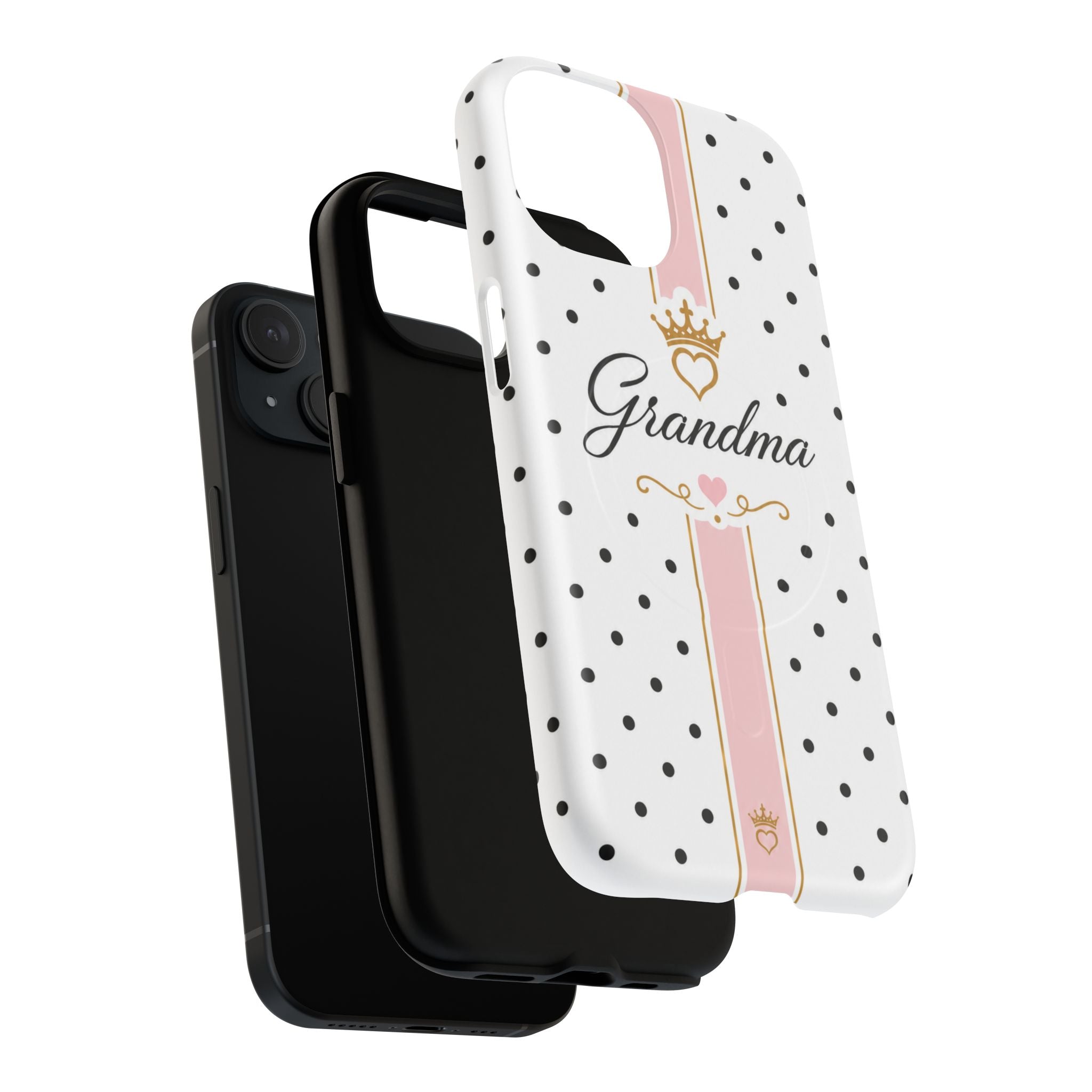 Grandma Polka Dot Tough Magnetic Phone Case — Pink Crown Floral Accent