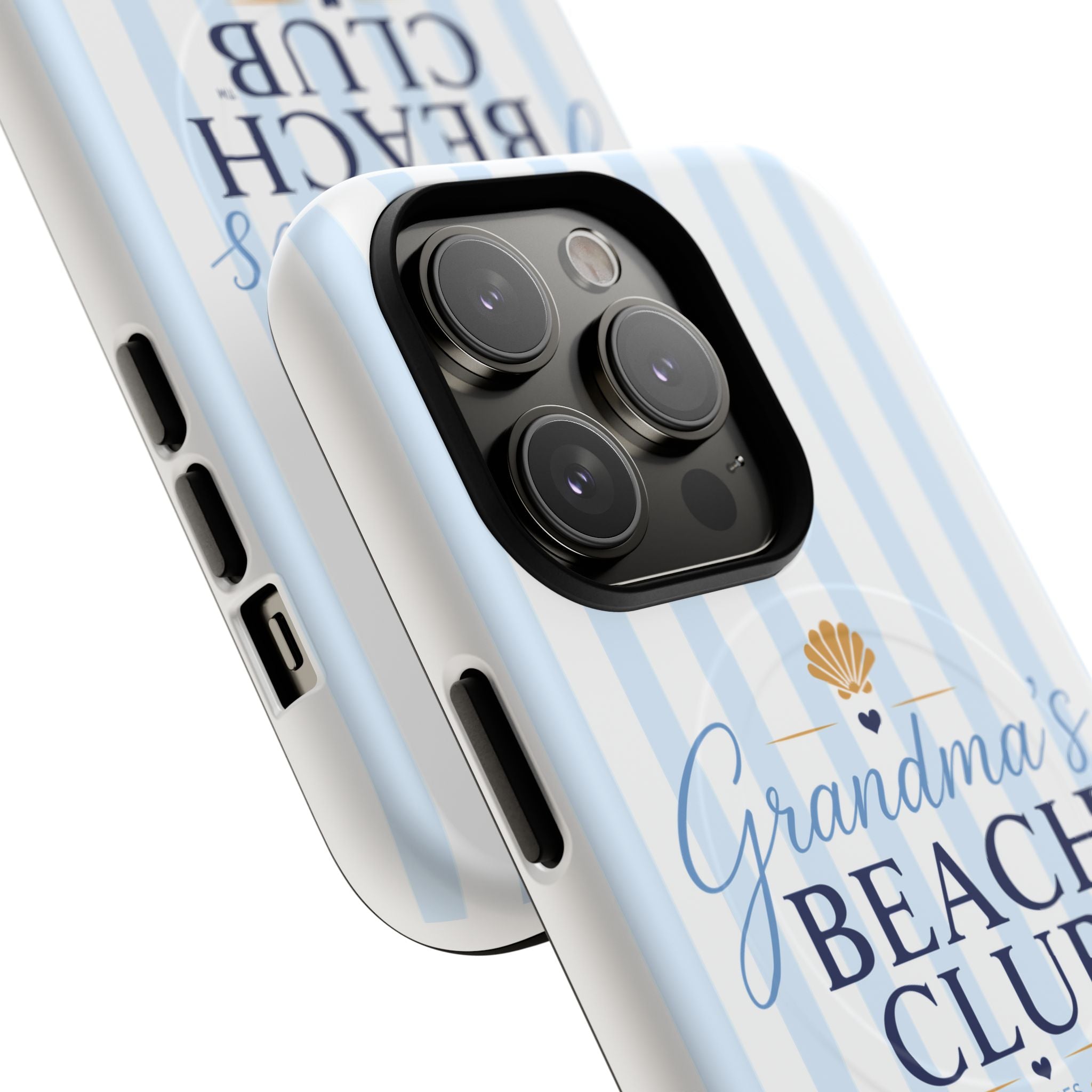 Grandma's Beach Club Tough Magnetic Phone Case — Coastal Striped Protective Cover
