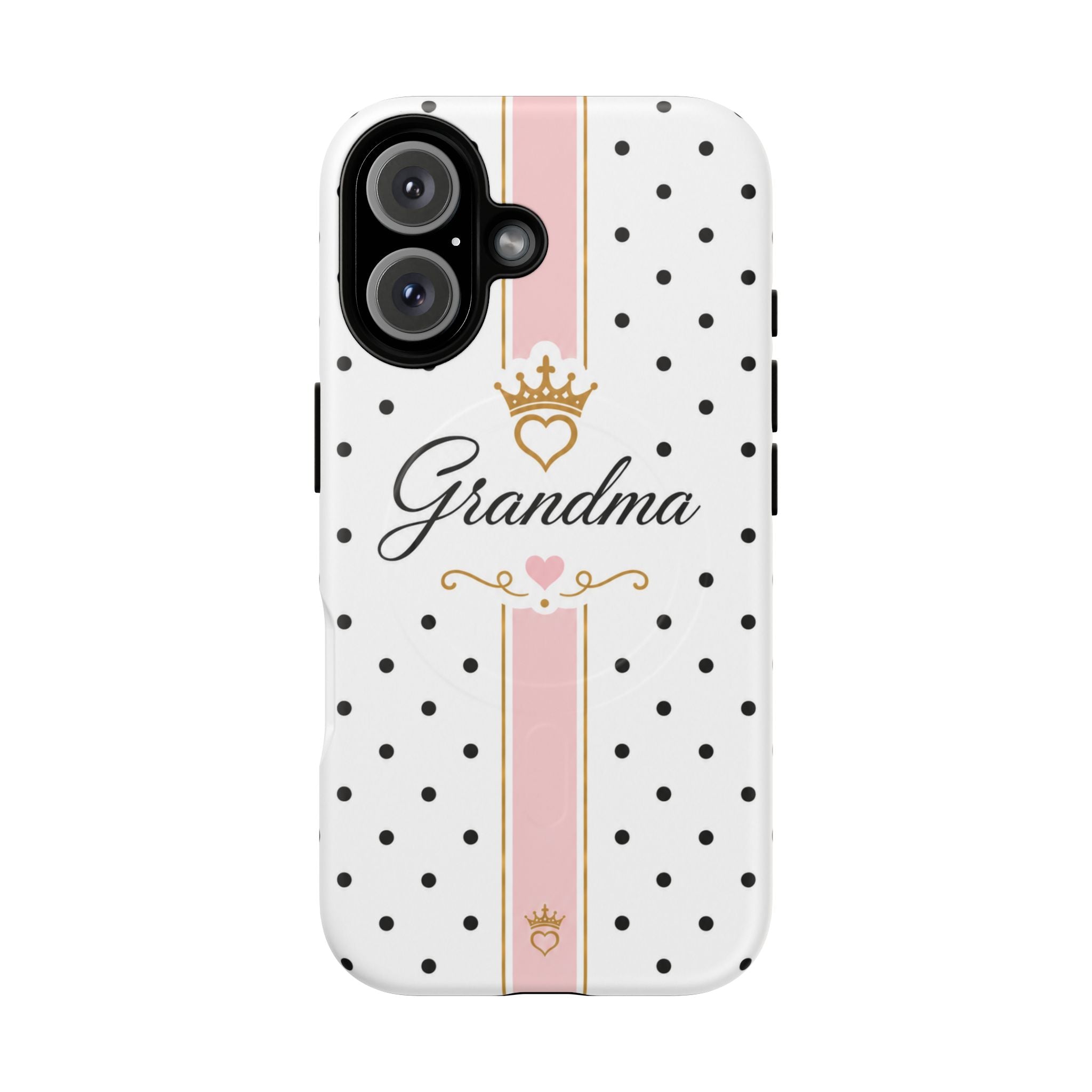 Grandma Polka Dot Tough Magnetic Phone Case — Pink Crown Floral Accent