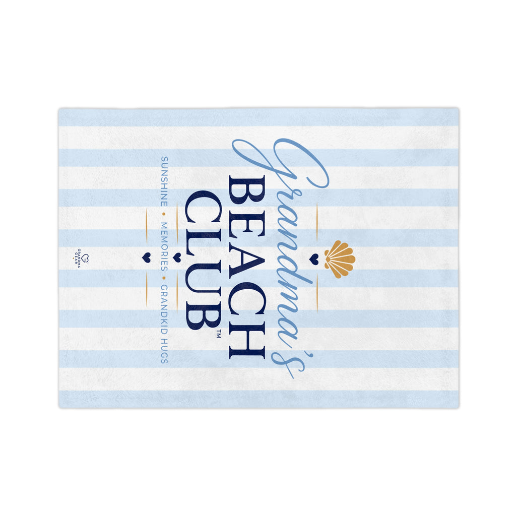 Grandma's Beach Club Blanket | Striped Coastal Velveteen Throw