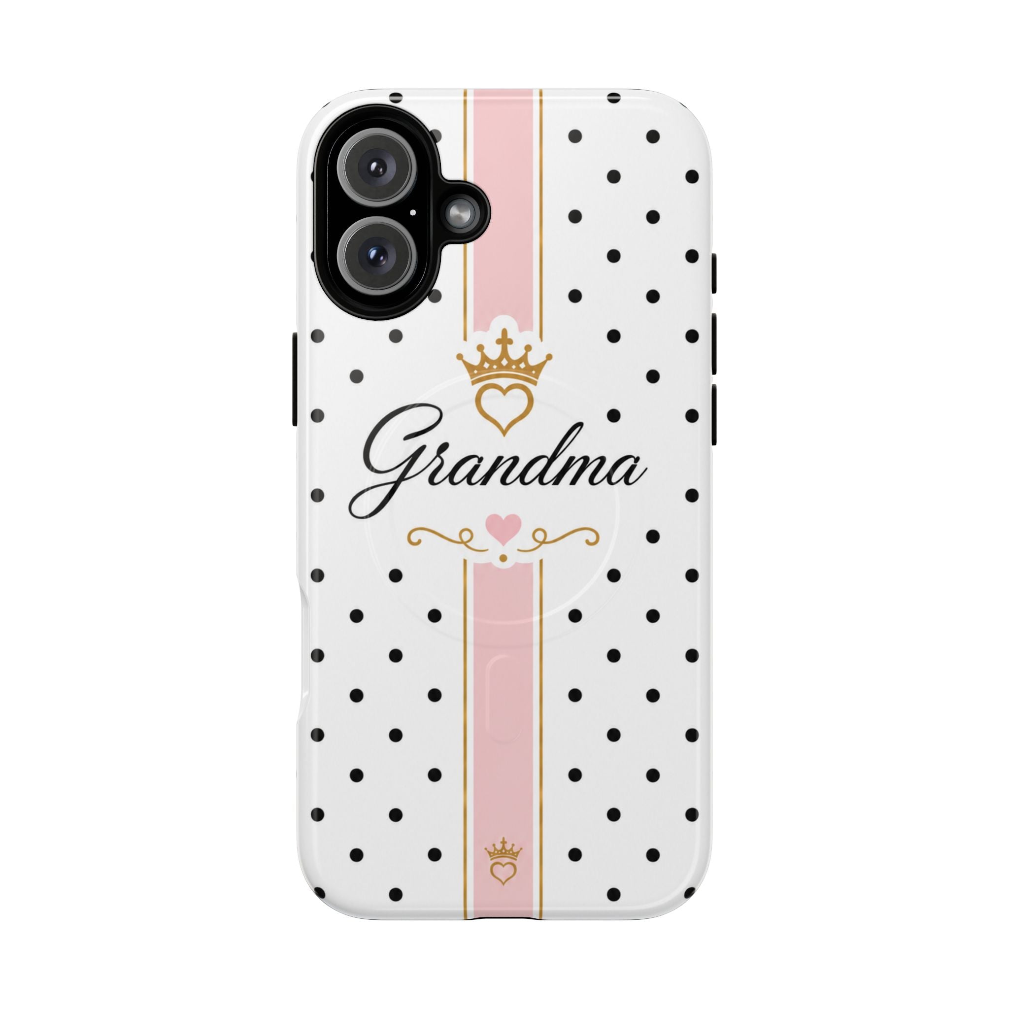 Grandma Polka Dot Tough Magnetic Phone Case — Pink Crown Floral Accent